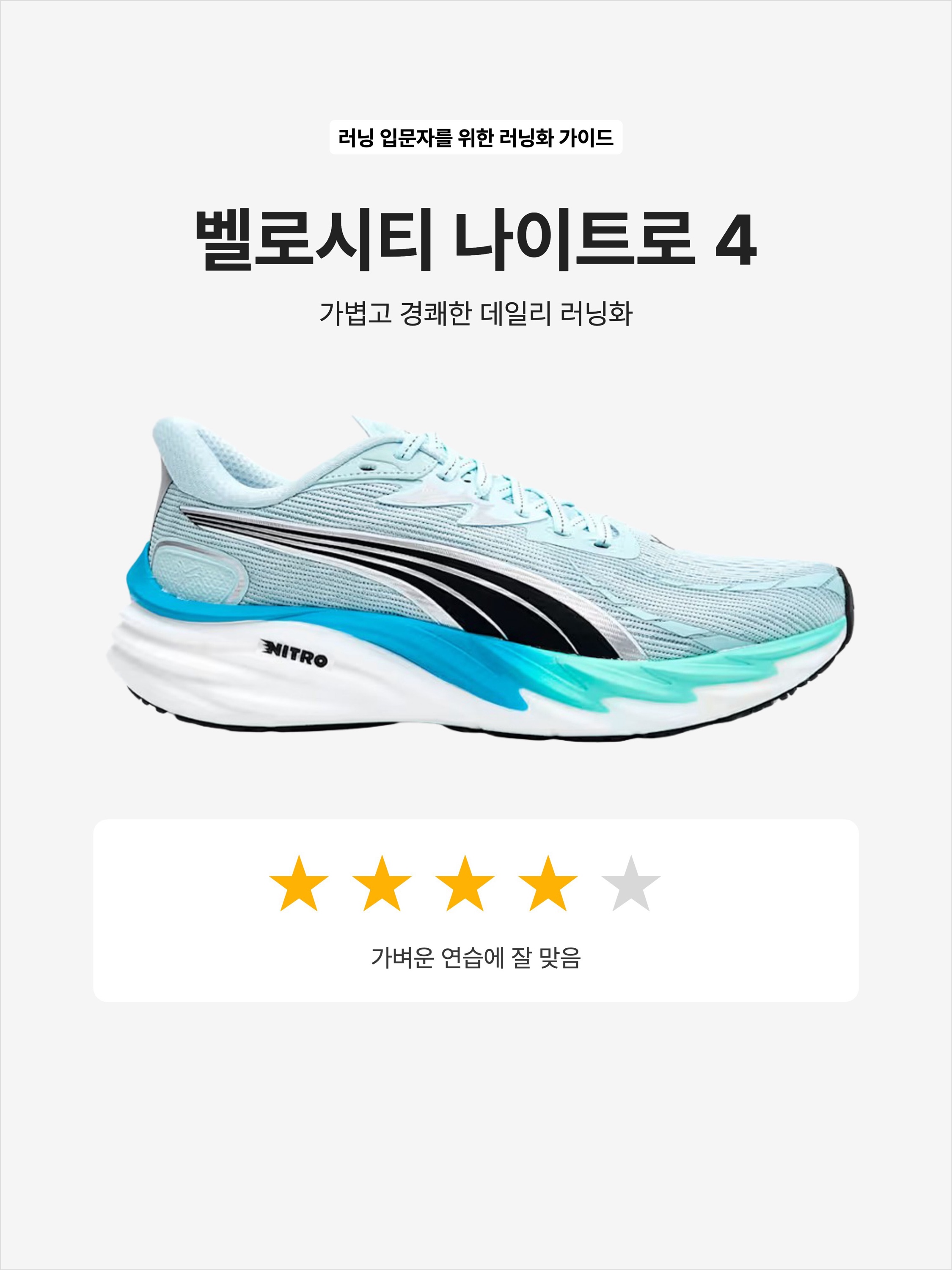 Puma Velocity Nitro 4 Sea Glass Speed Blue - Wide, Puma Velocity Nitro 4 Sea Glass Speed Blue 착용 스타일 - 1
