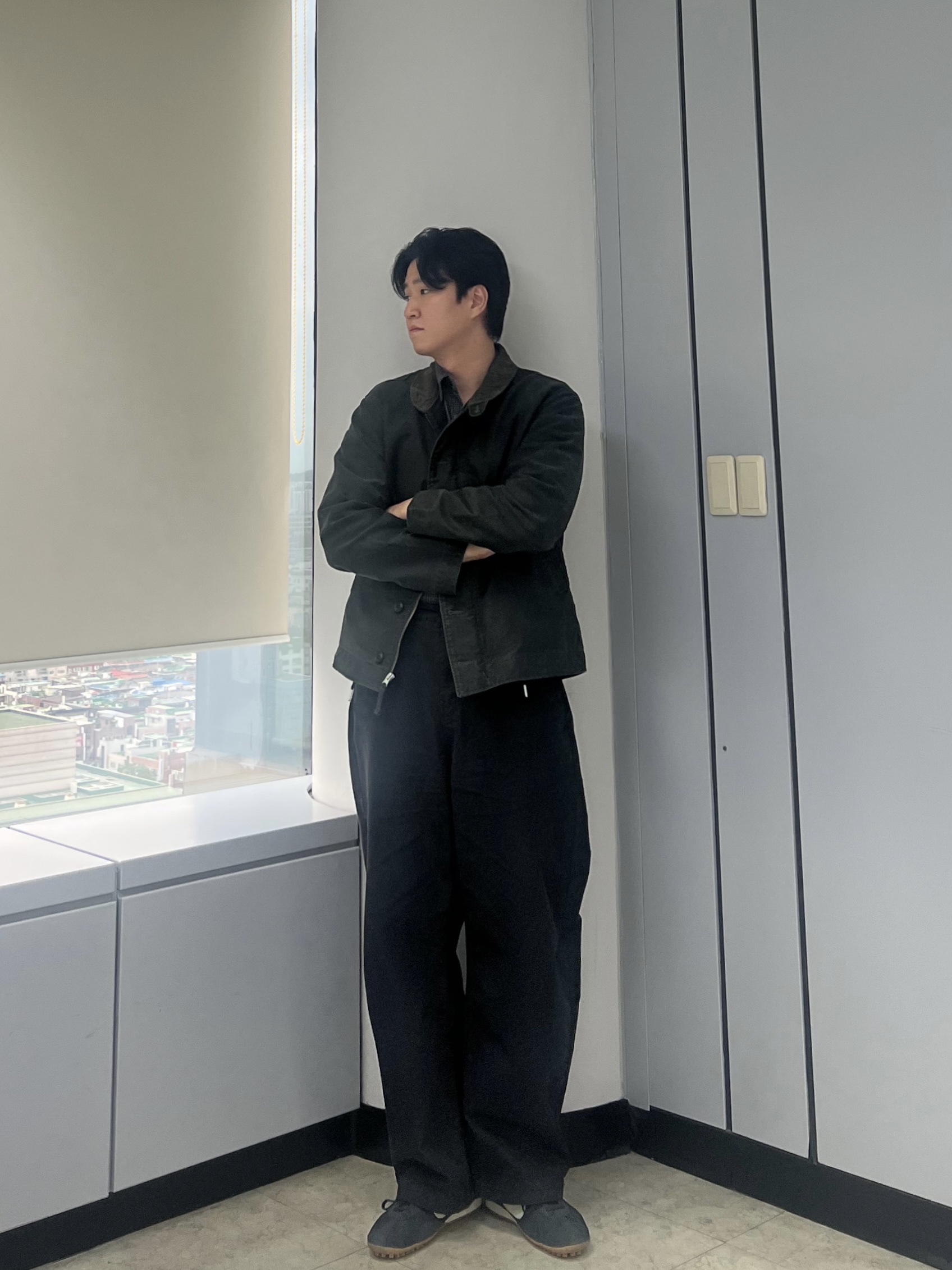 Double RL Jungle Cloth Deck Jacket Dark Navy, Double RL Corduroy Collar Cotton Deck Jacket Khaki Drab 착용 스타일 - 2