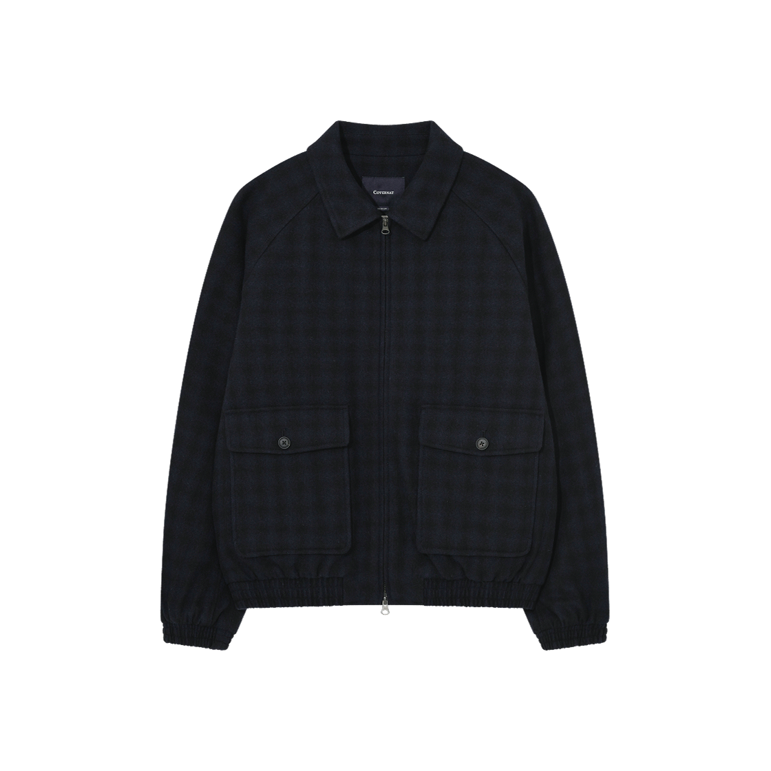 CO2504JK31DN Covernat Wool Check Collar Blouson Dark Navy