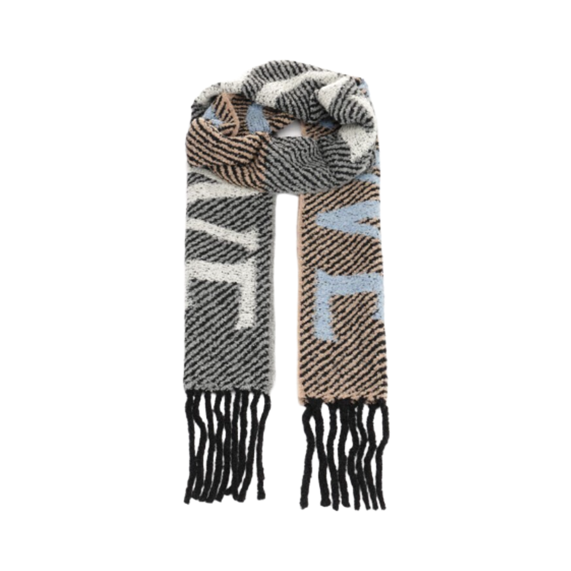 (W) 로에베 알파카 울 머플러 라이트 블루 화이트((W) Loewe Alpaca and Wool Muffler Light Blue White)