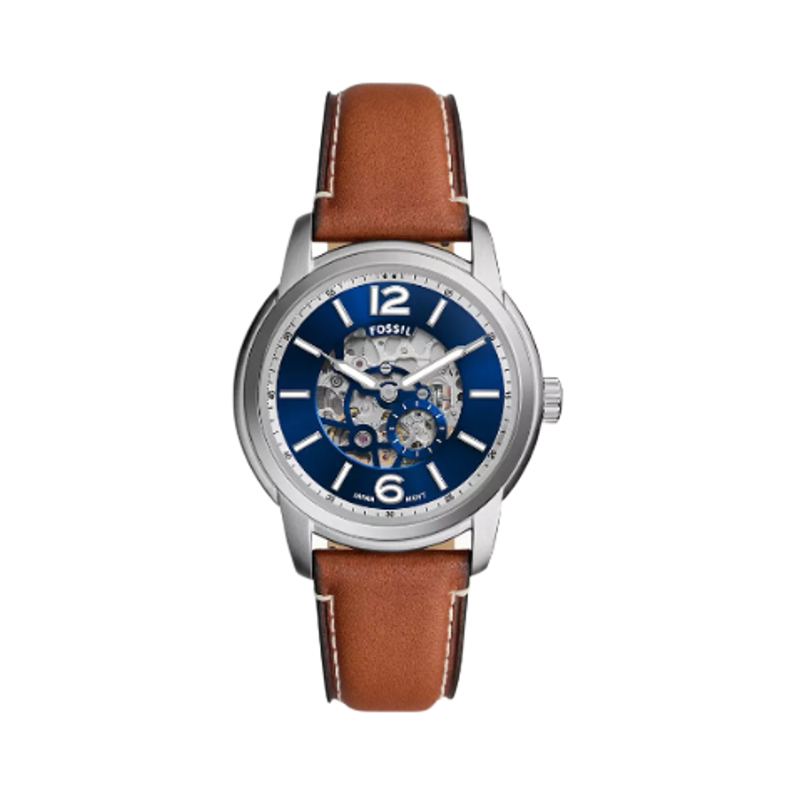 파슬 헤리티지 오토매틱 투핸드 43mm 레더 블루 브라운(Fossil Heritage Automatic Two-Hand 43mm Leather Blue Brown)