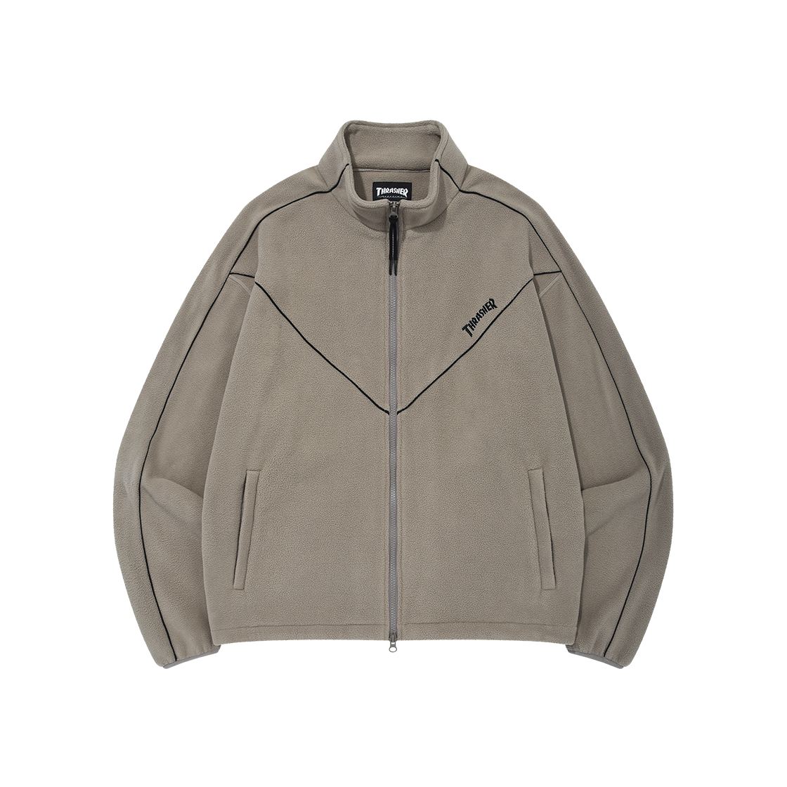 트레셔 매거진 플리스 트랙 하이넥 집업 그레이지(THRASHER Magaznie Fleece Track High Neck Zip-up Greige)