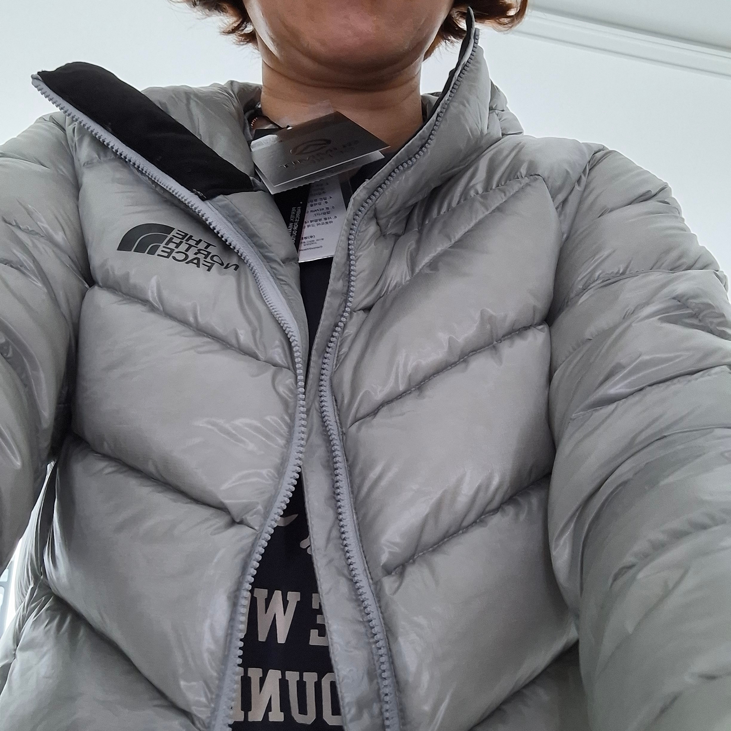 The North Face Summit Mattehorn RDS Down Jacket Light Gray 착용 스타일
