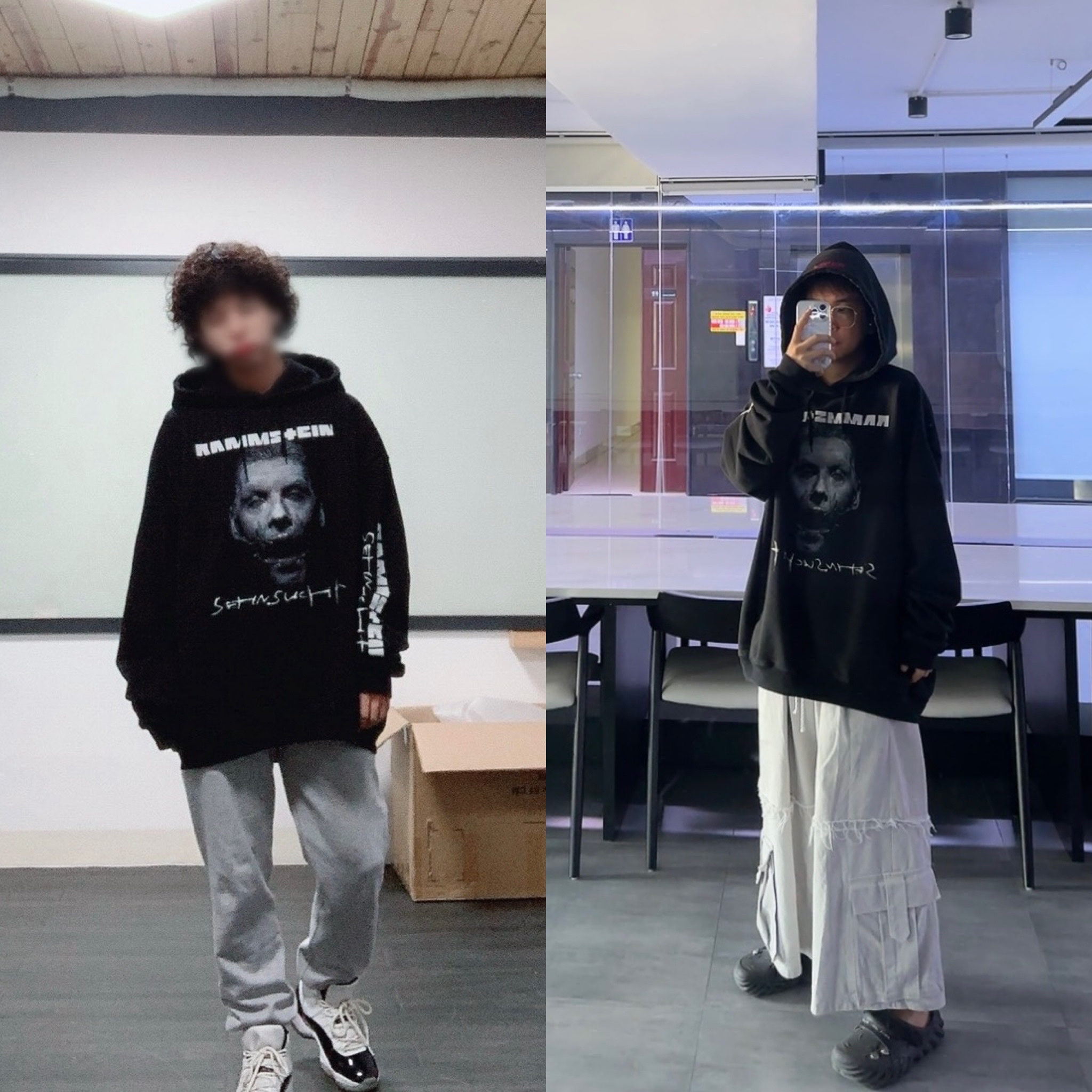 Jordan 11 Retro Concord 2018, Crocs x Feng Chen Wang Echo Clog Black 착용 스타일