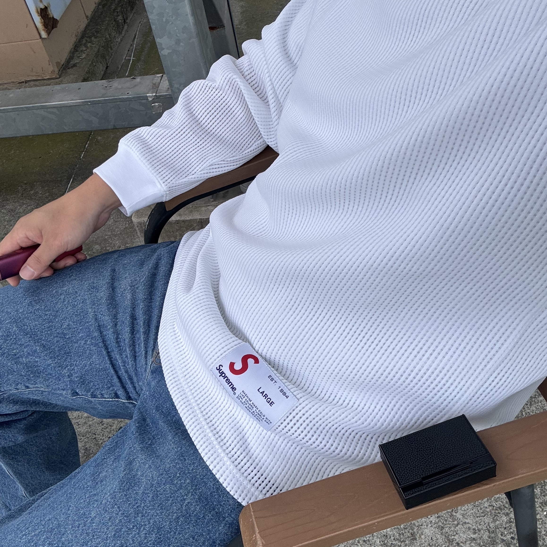 Supreme Polartec Mesh L/S Football Top White - 25SS 착용 스타일