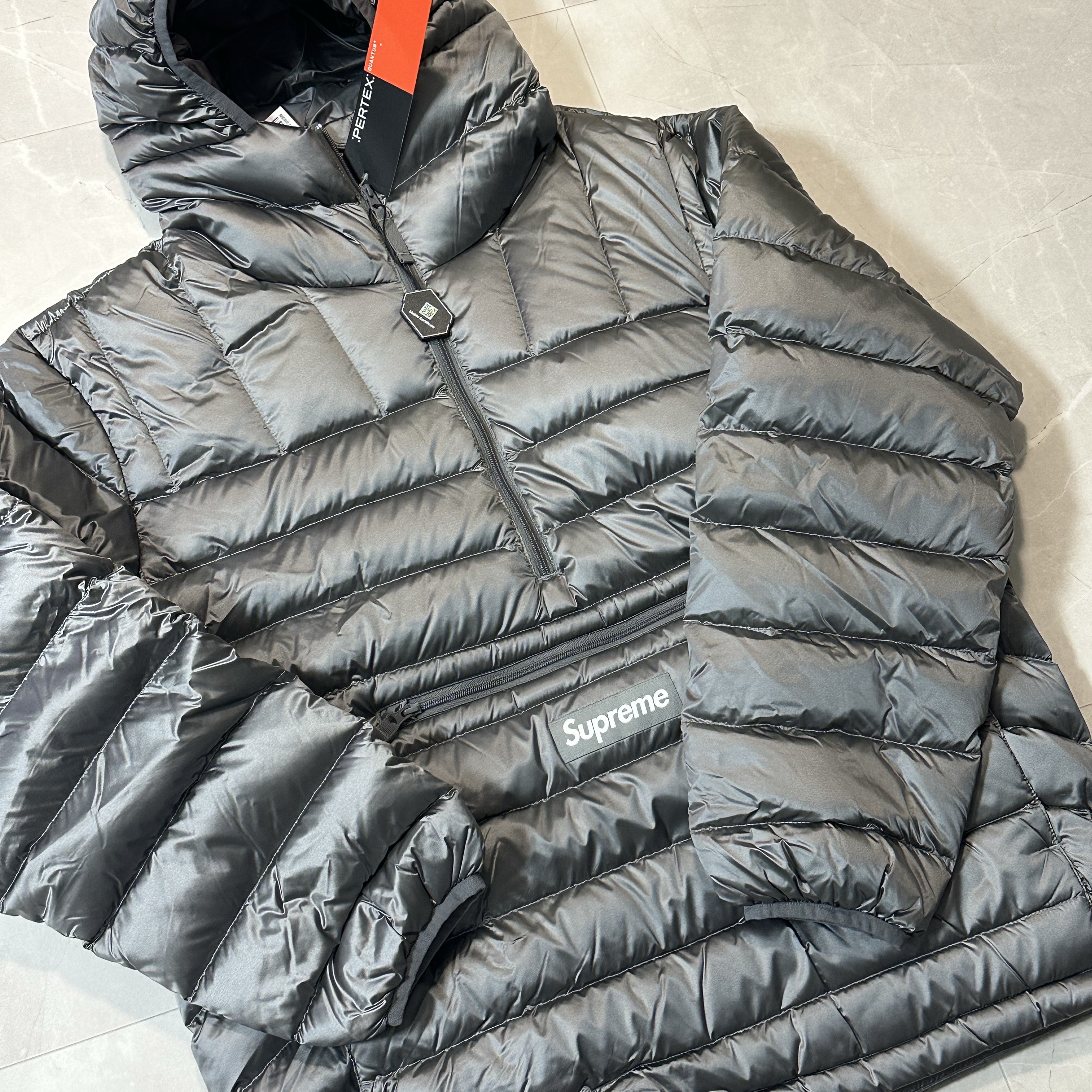 Supreme Micro Down Half Zip Hooded Pullover Silver - 25FW 착용 스타일 - 3
