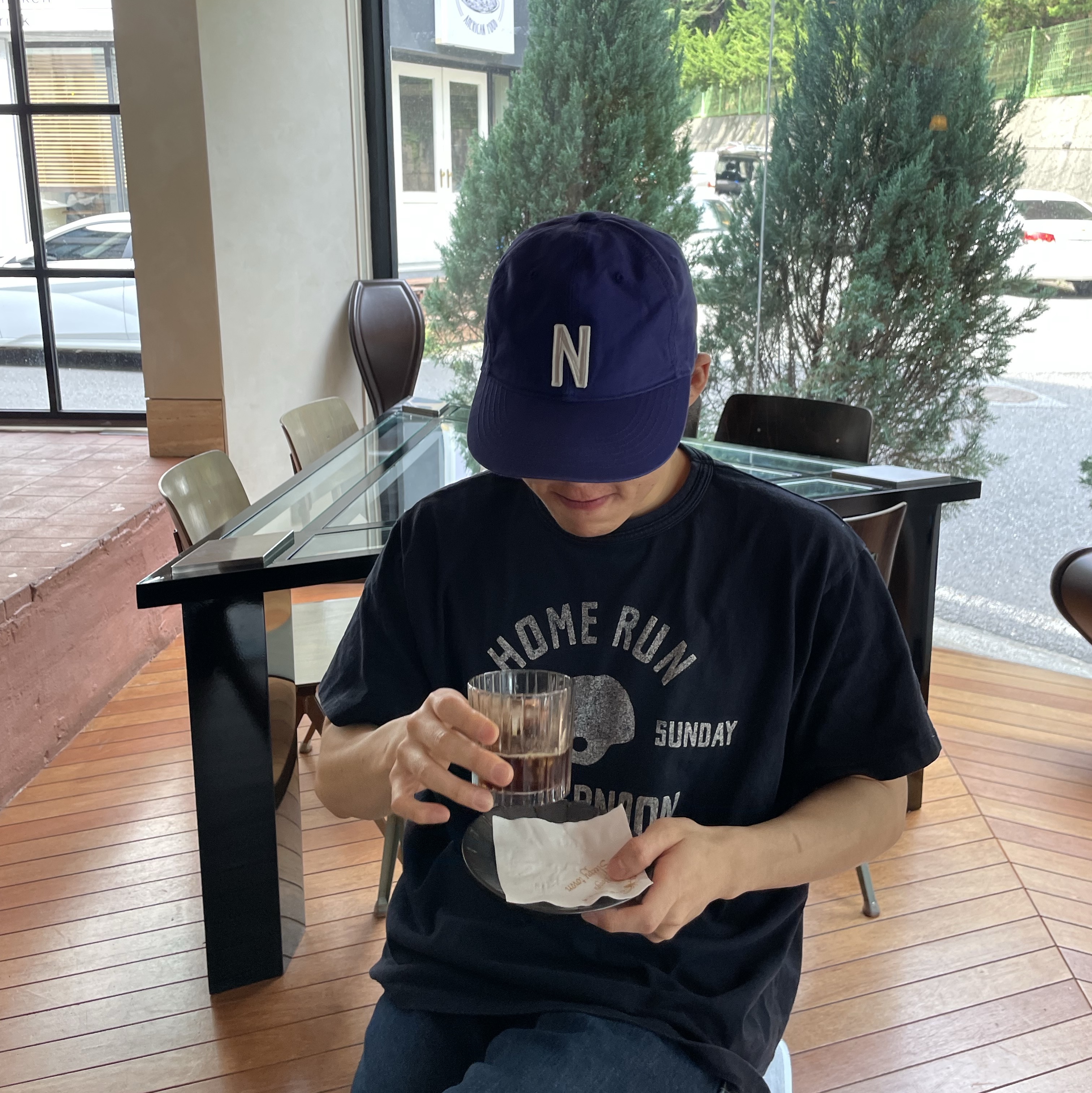 Tef Stores x Collect Pieces NN Japan Frenchblue P, BDNS x Collect Pieces Home Run T-Shirt Navy 착용 스타일