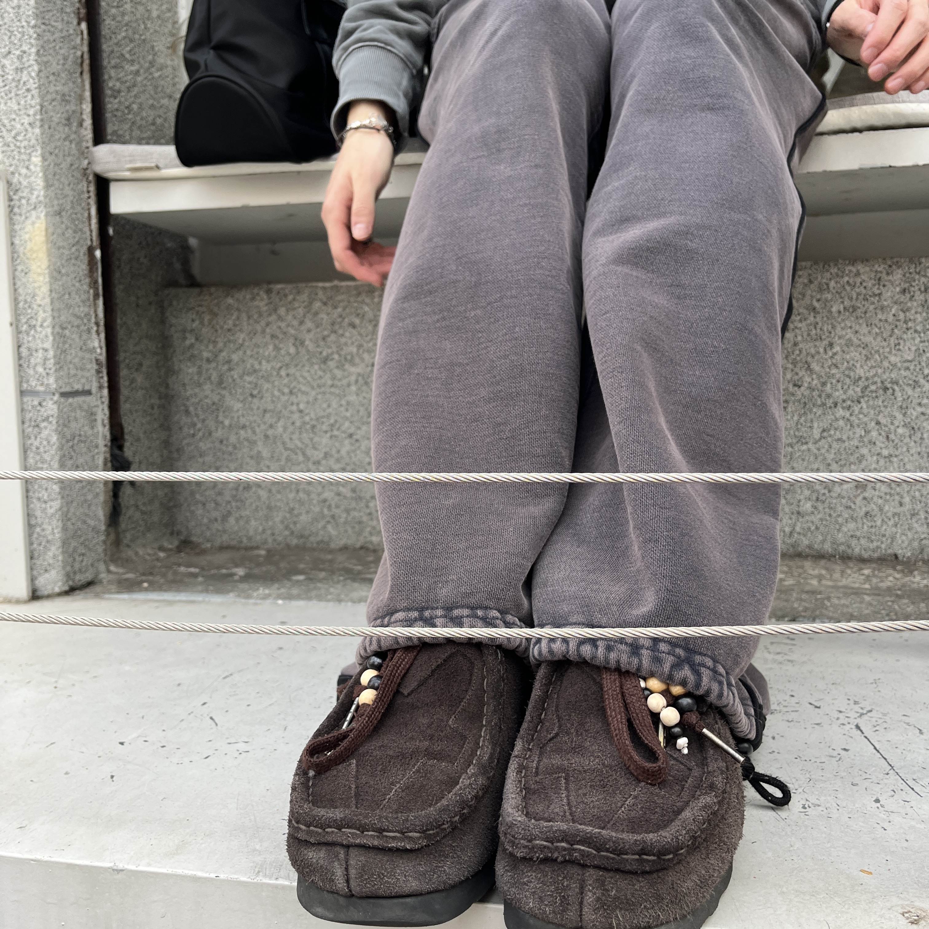 [프리오더] Polyteru Wallabee Shoes Star Dark brown, Polyteru 1011 Fatigue Sweatpants 1.2v Dark Purple Navy 착용 스타일