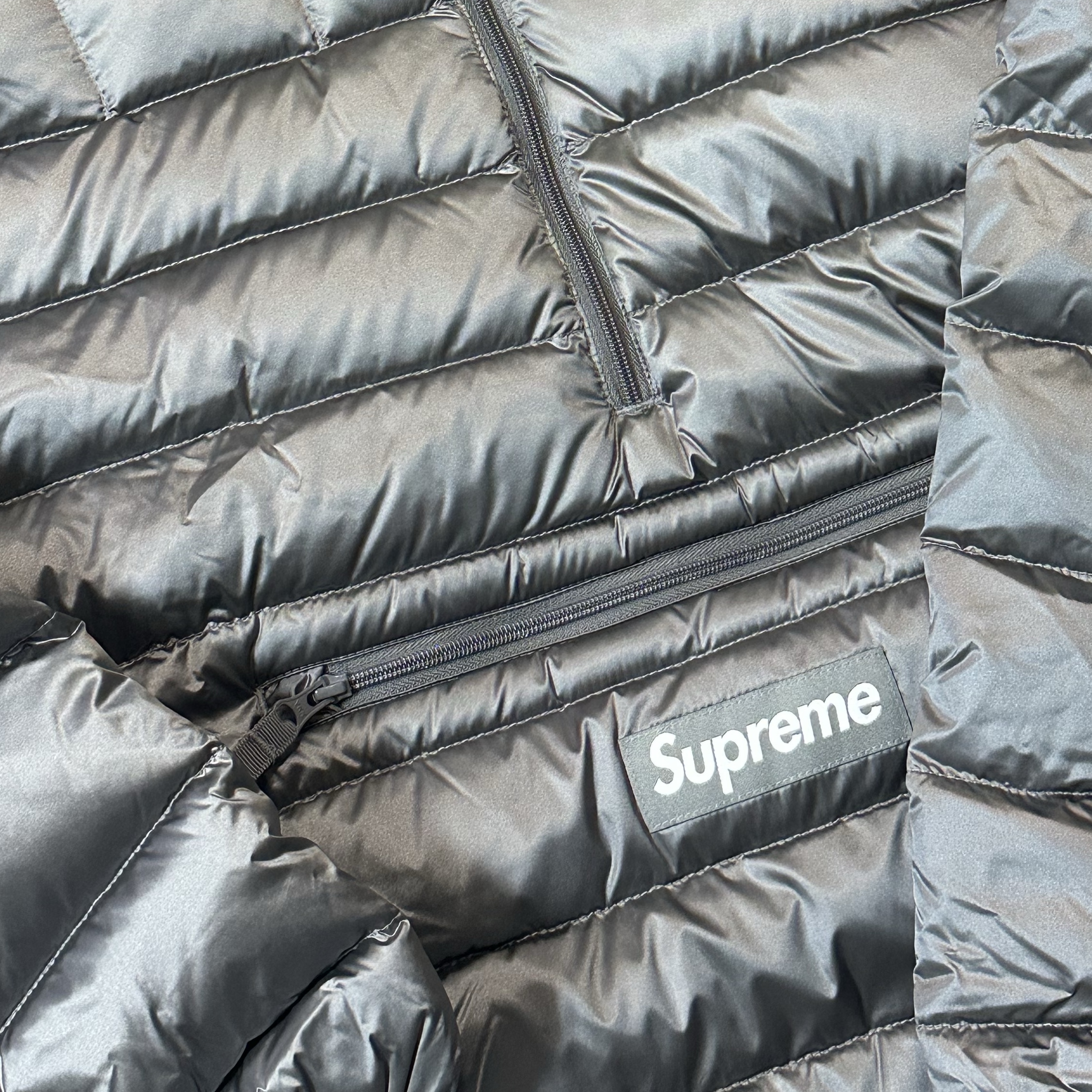 Supreme Micro Down Half Zip Hooded Pullover Silver - 25FW 착용 스타일 - 4