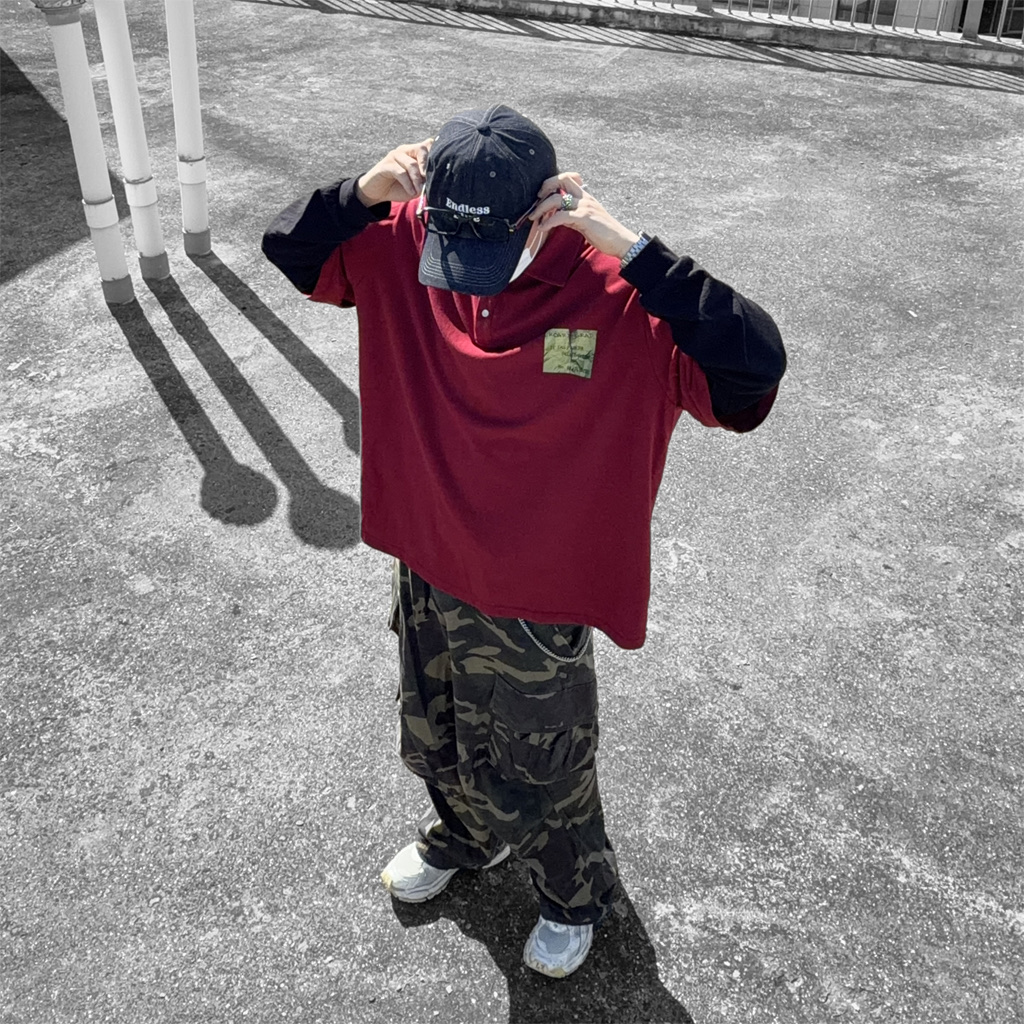 ROARINGRAD Layred PK Long Sleeve Burgundy, Balenciaga Runner Sneakers White 착용 스타일 - 1
