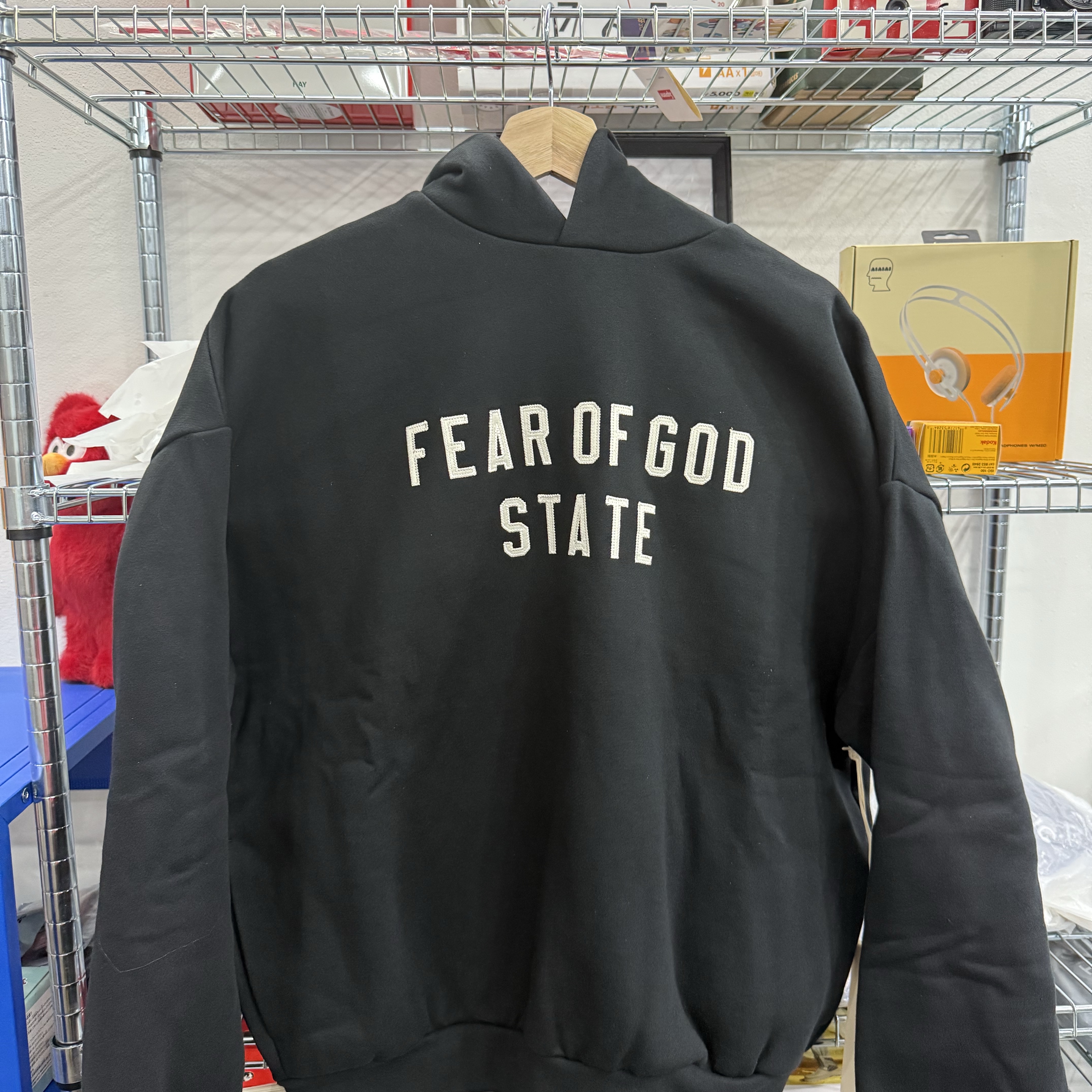 Essentials 90's Fleece Hoodie Jet Black - 25FW 착용 스타일 - 2