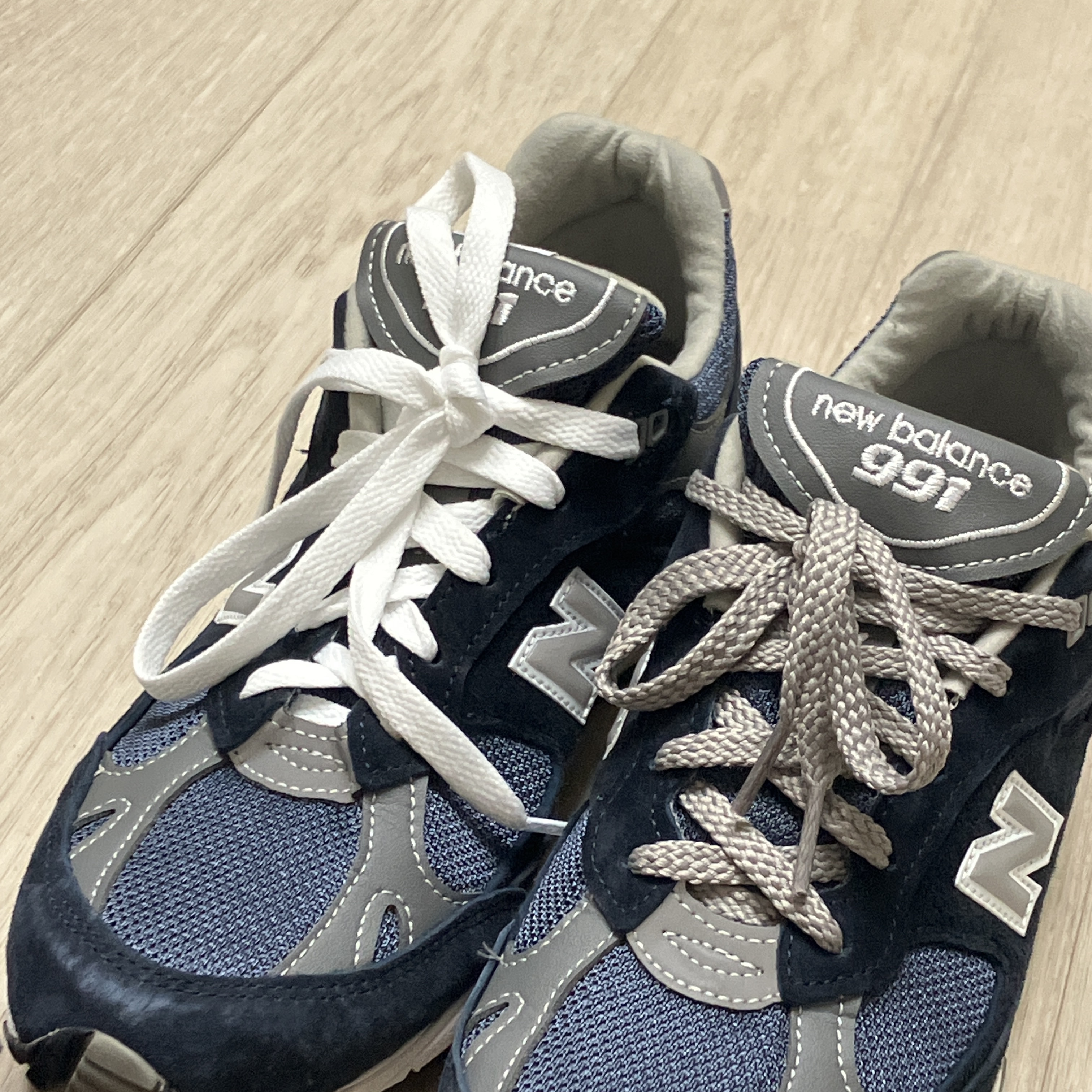 (W) New Balance 991 Made in UK Navy 착용 스타일 - 2