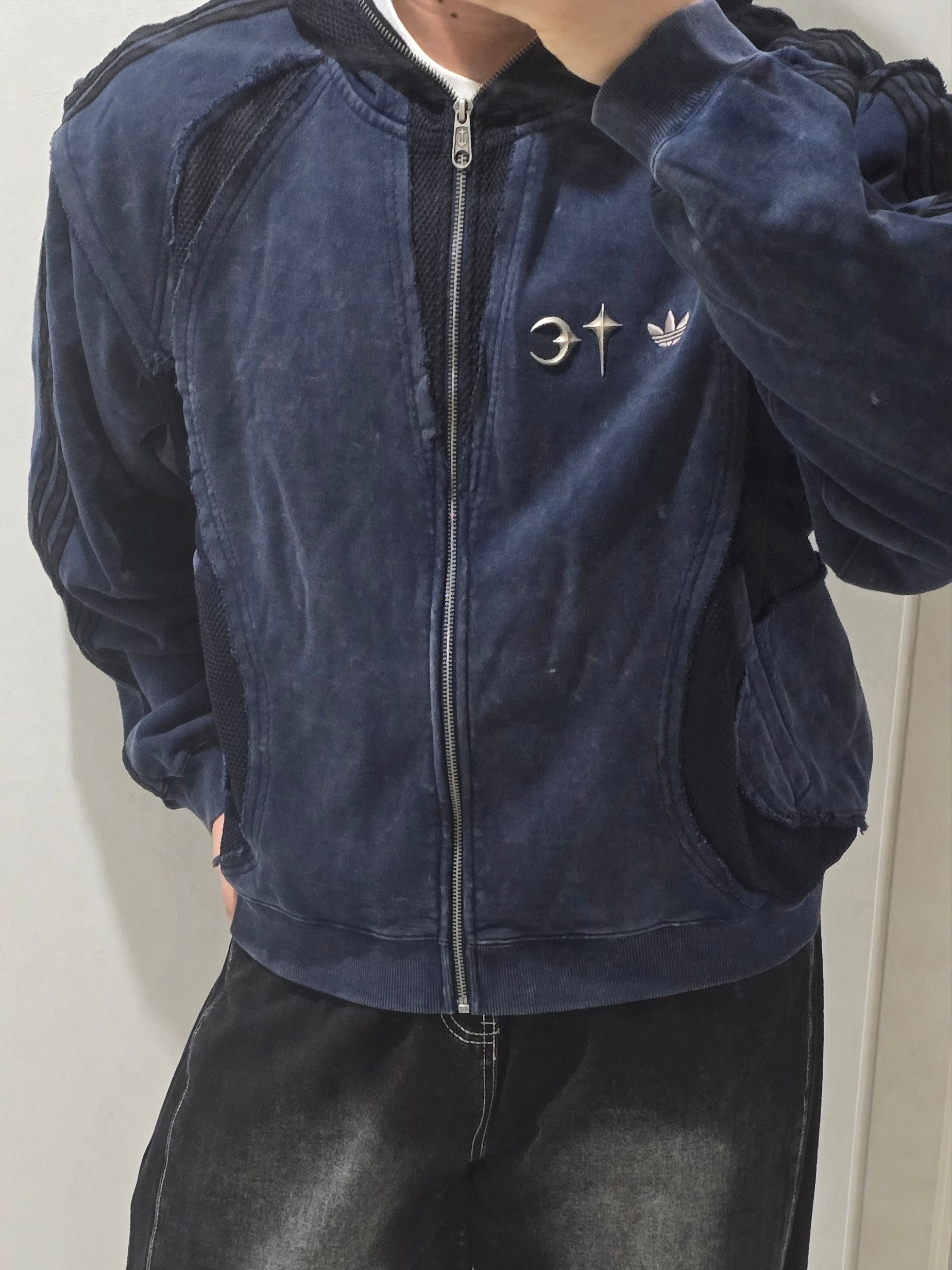 Adidas x Thug Club Teamgeist Sweat Hooded Zip Up Night Indigo - KR Sizing 착용 스타일 - 1
