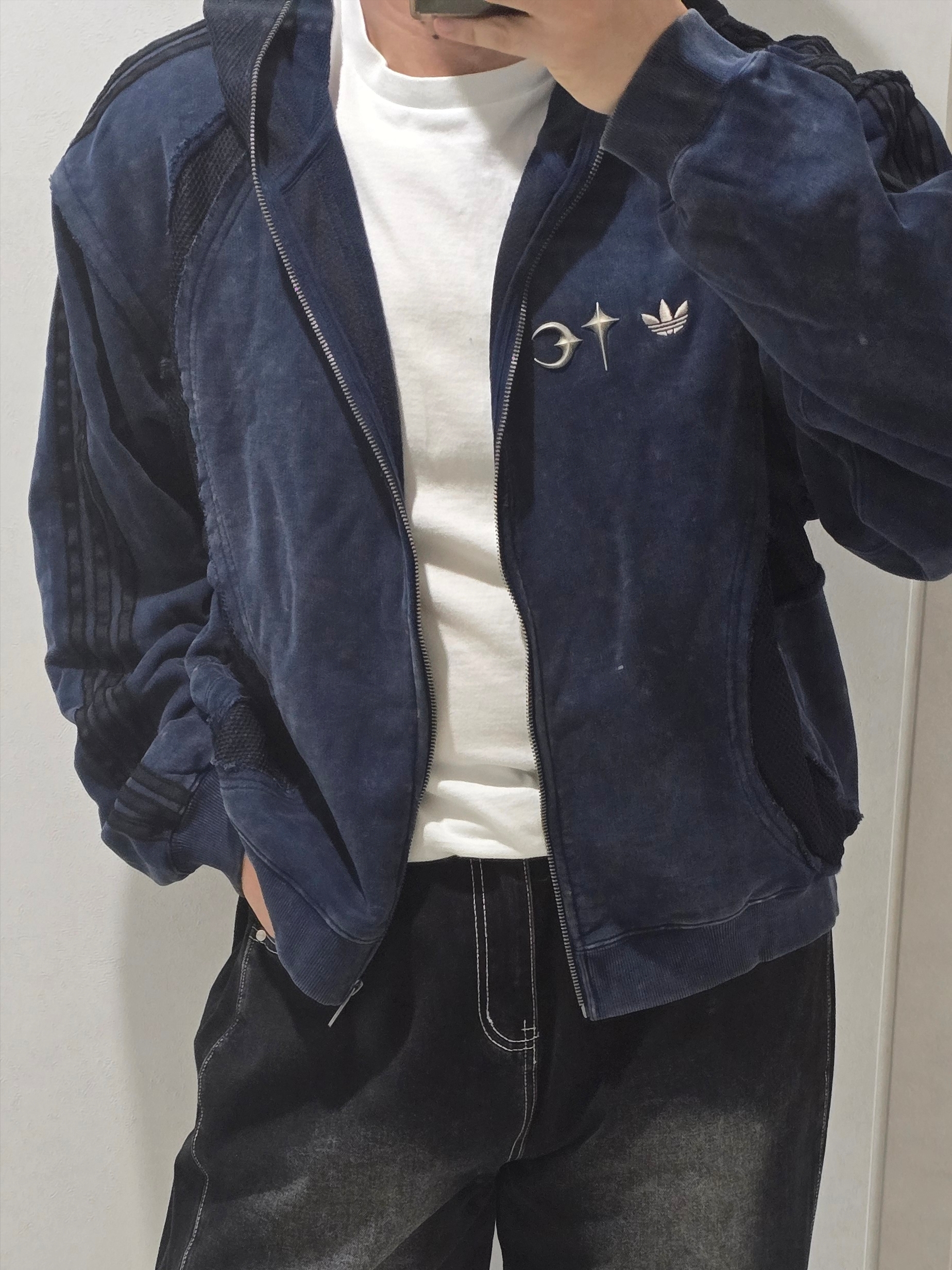 Adidas x Thug Club Teamgeist Sweat Hooded Zip Up Night Indigo - KR Sizing 착용 스타일 - 2