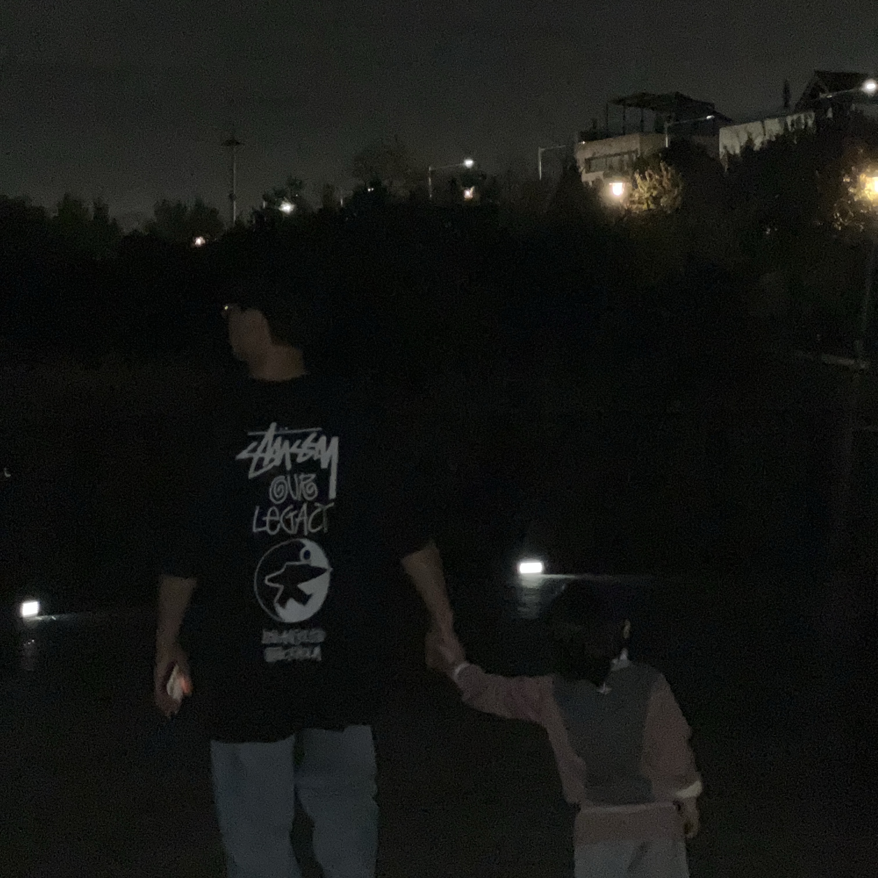 Stussy x Our Legacy Surfman Pigment Dyed T-Shirt Black 착용 스타일 - 1