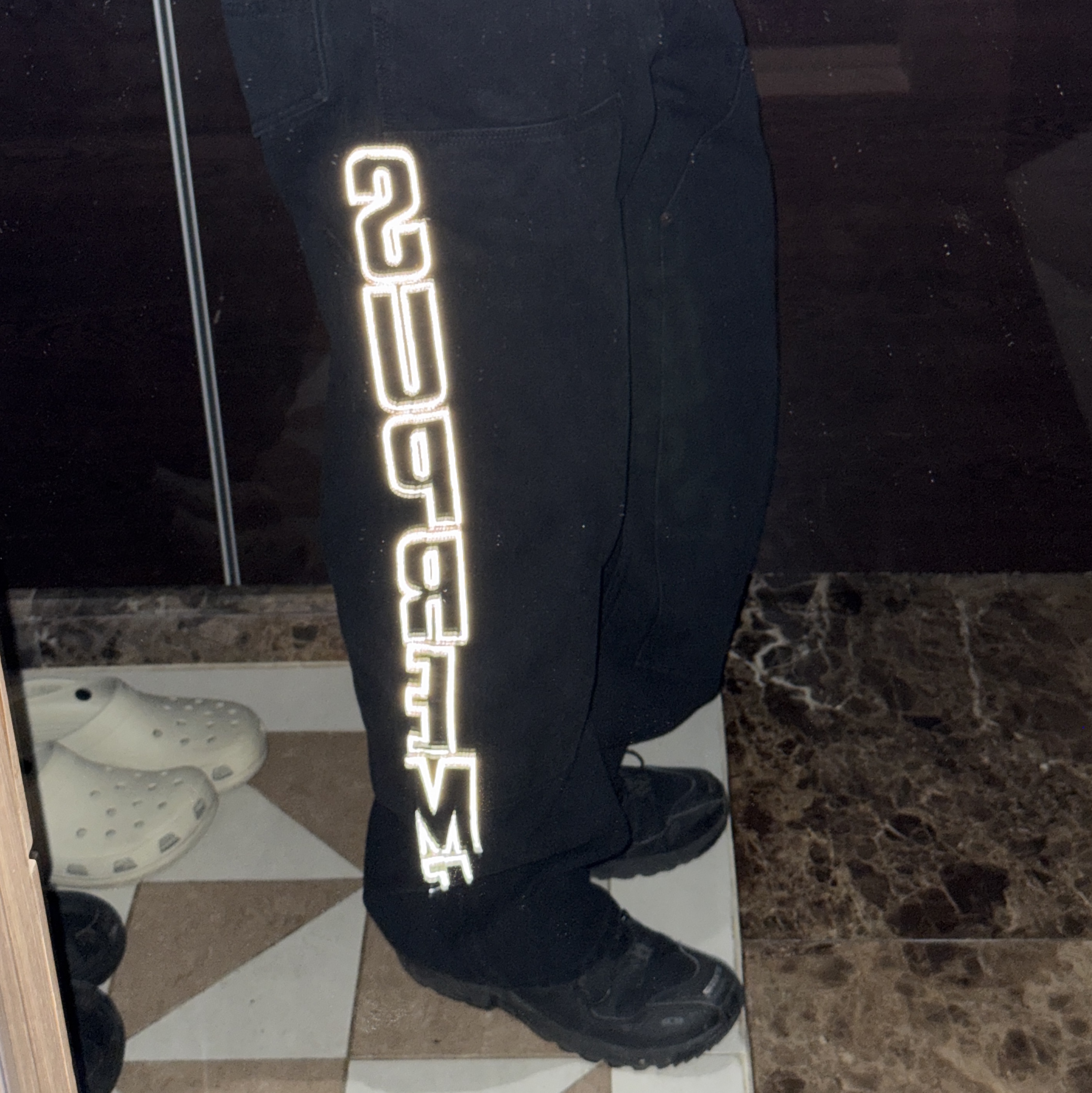 Supreme Reflective Double Knee Pants Black - 25FW 착용 스타일