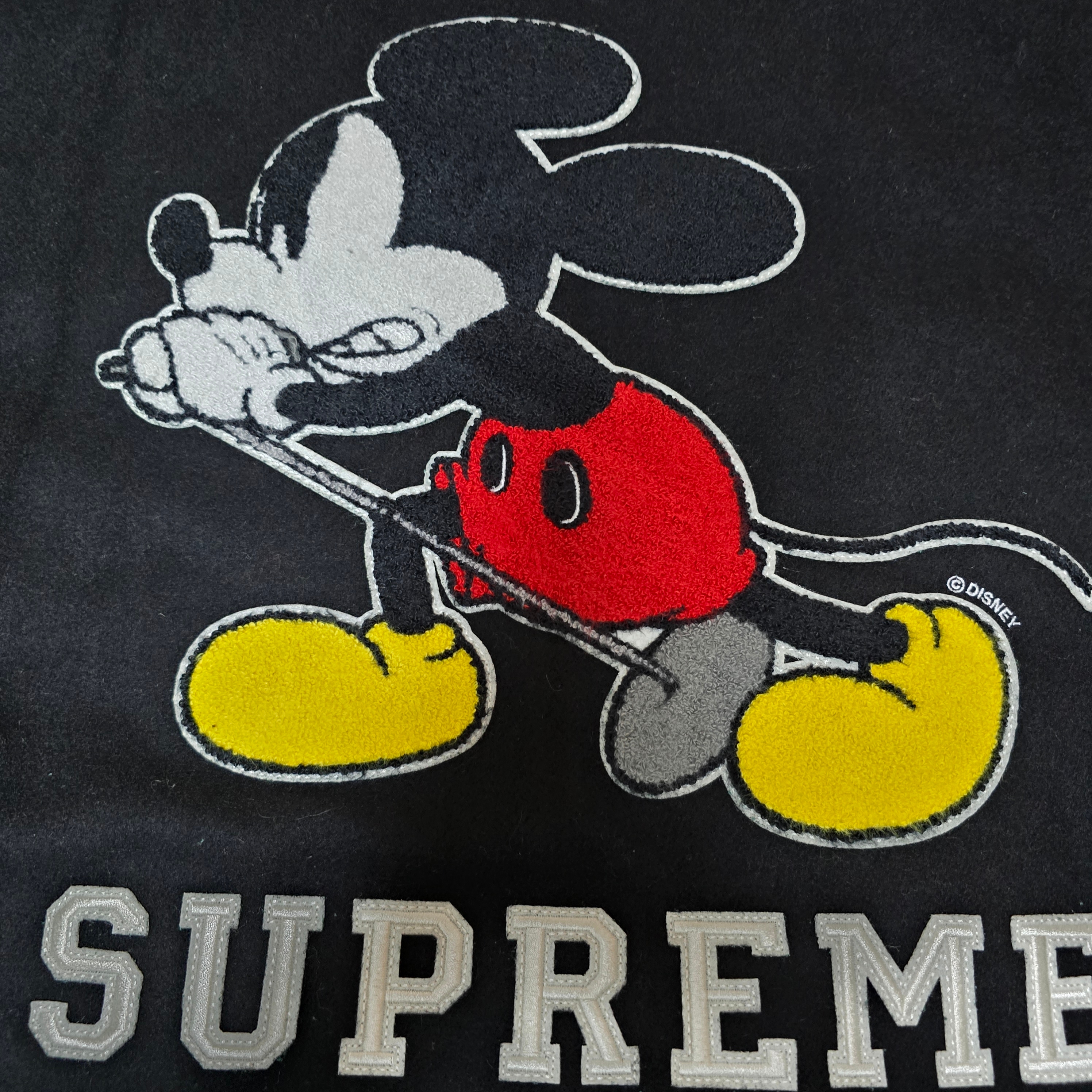 Supreme x Number (N)ine x Mickey Mouse Varsity Jacket Black - 25FW 착용 스타일 - 5