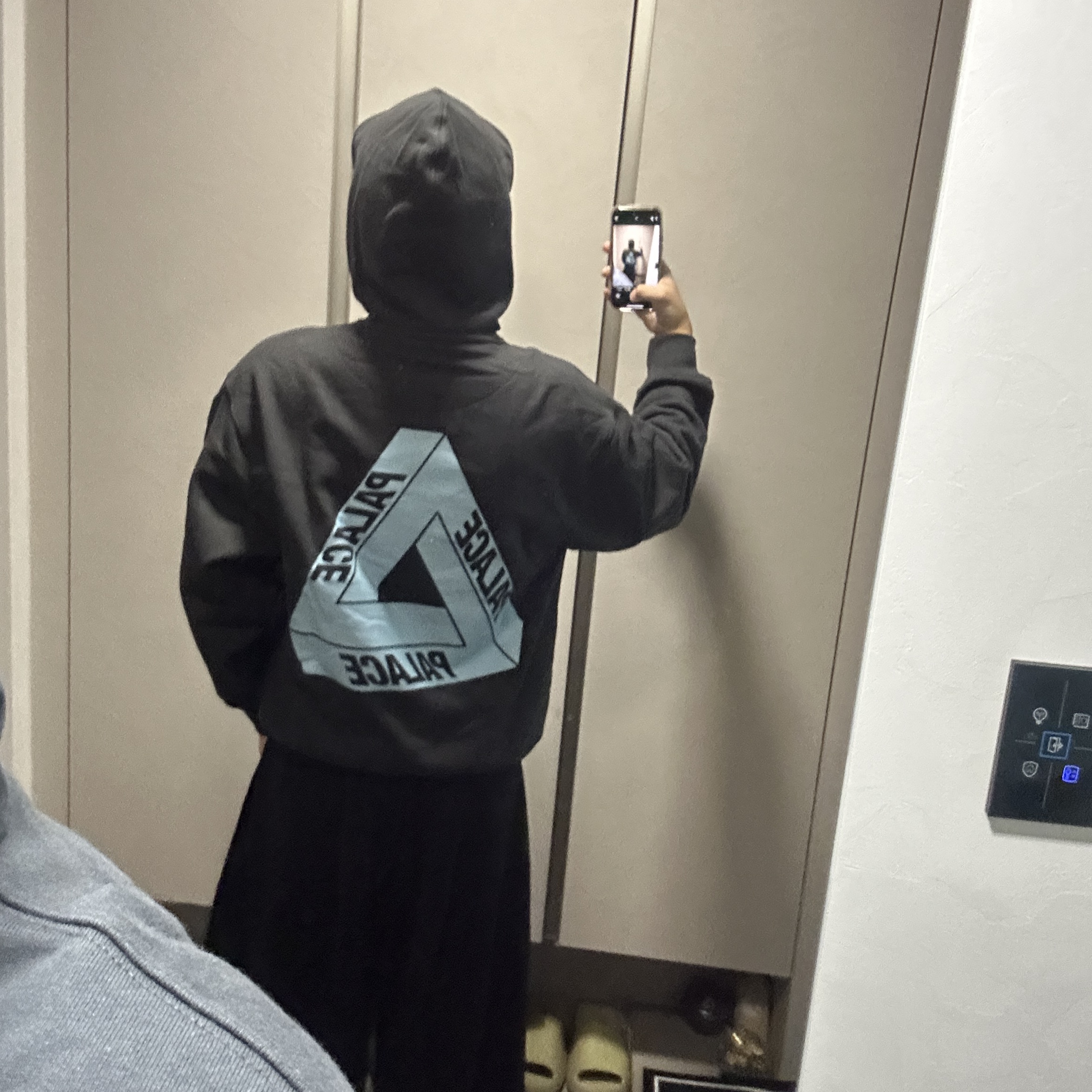 Palace Tri-Ferg Hood Black - 25FW 착용 스타일