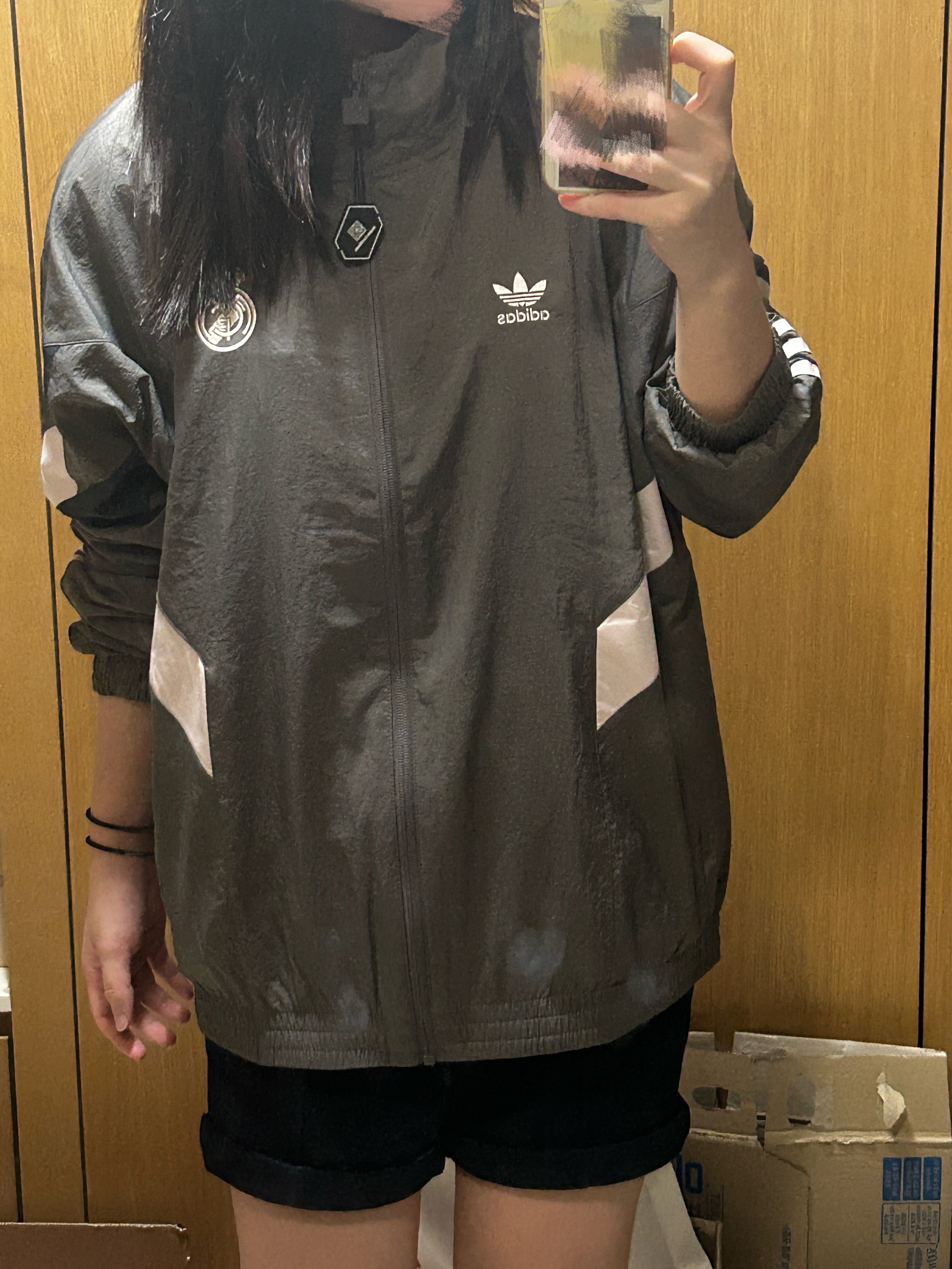 Adidas Real Madrid Originals Track Top Charcoal Grey - KR Sizing 착용 스타일