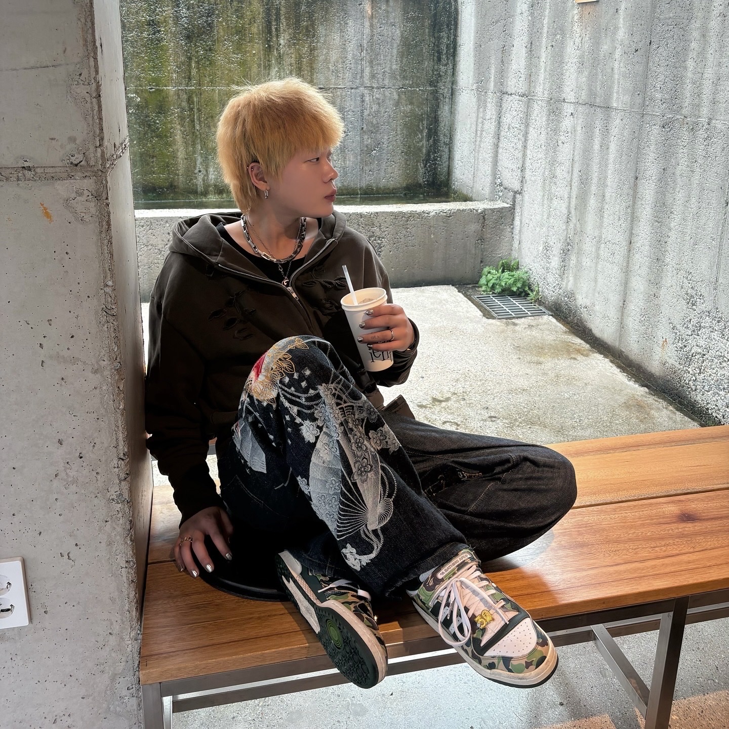 Adidas x BAPE Forum 84 Low Green Camo 착용 스타일 - 2