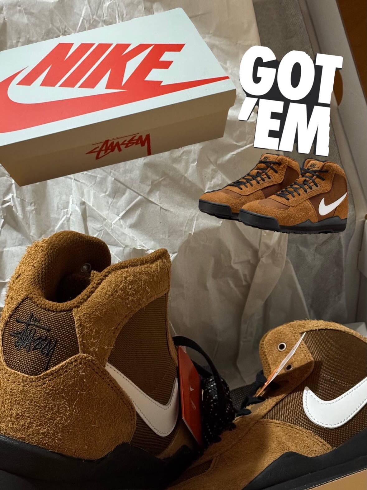 Nike x Stussy Air Baltoro Light British Tan and Black 착용 스타일