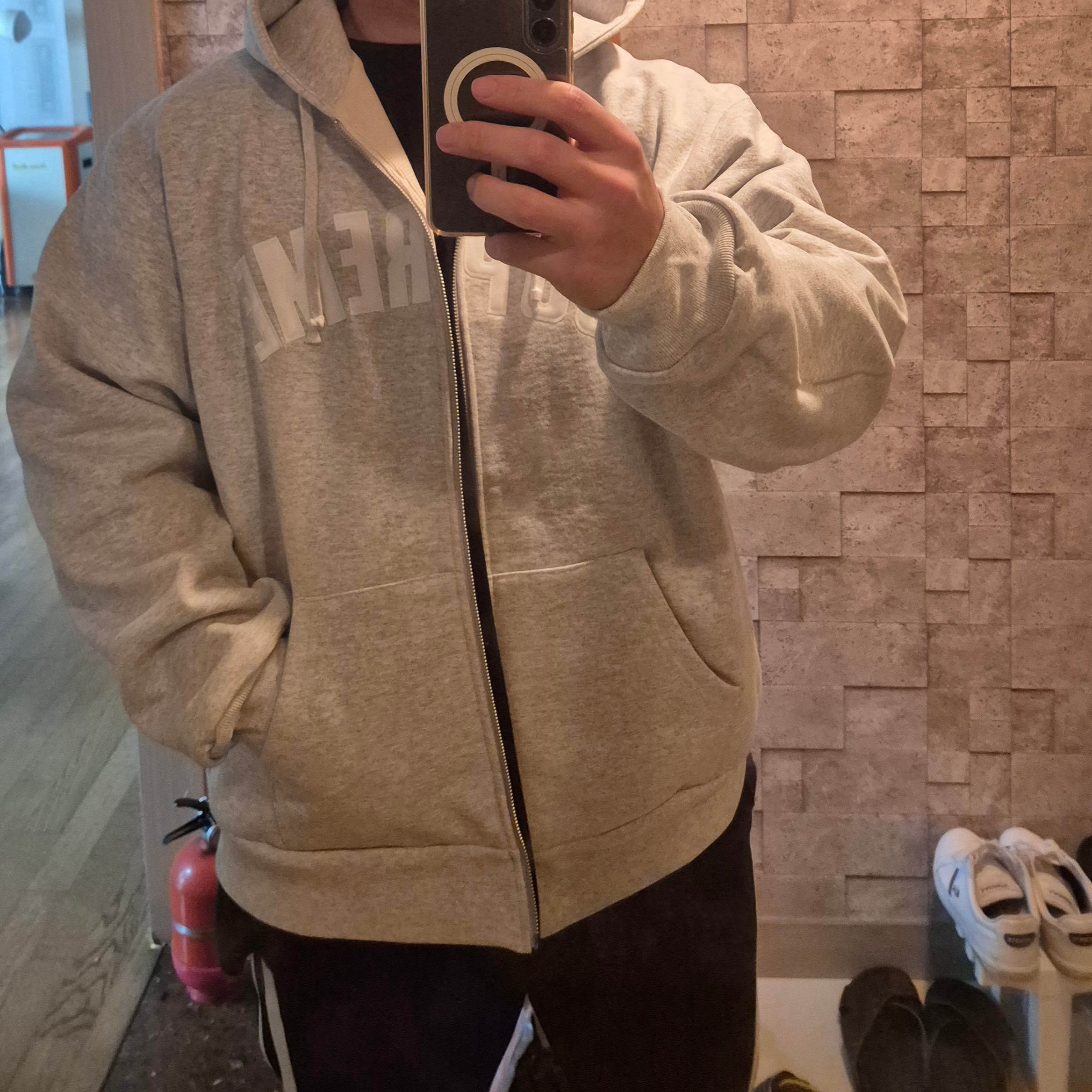 Supreme Arc Thermal Lined Zip Up Hooded Sweatshirt Ash Grey - 25FW 착용 스타일