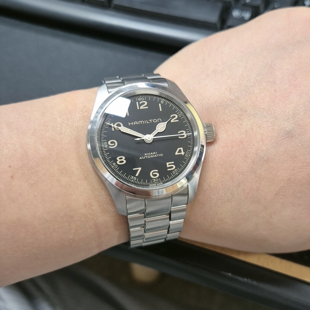 Hamilton Khaki Field Murph 38mm Automatic Stainless Steel Leather Black 착용 스타일