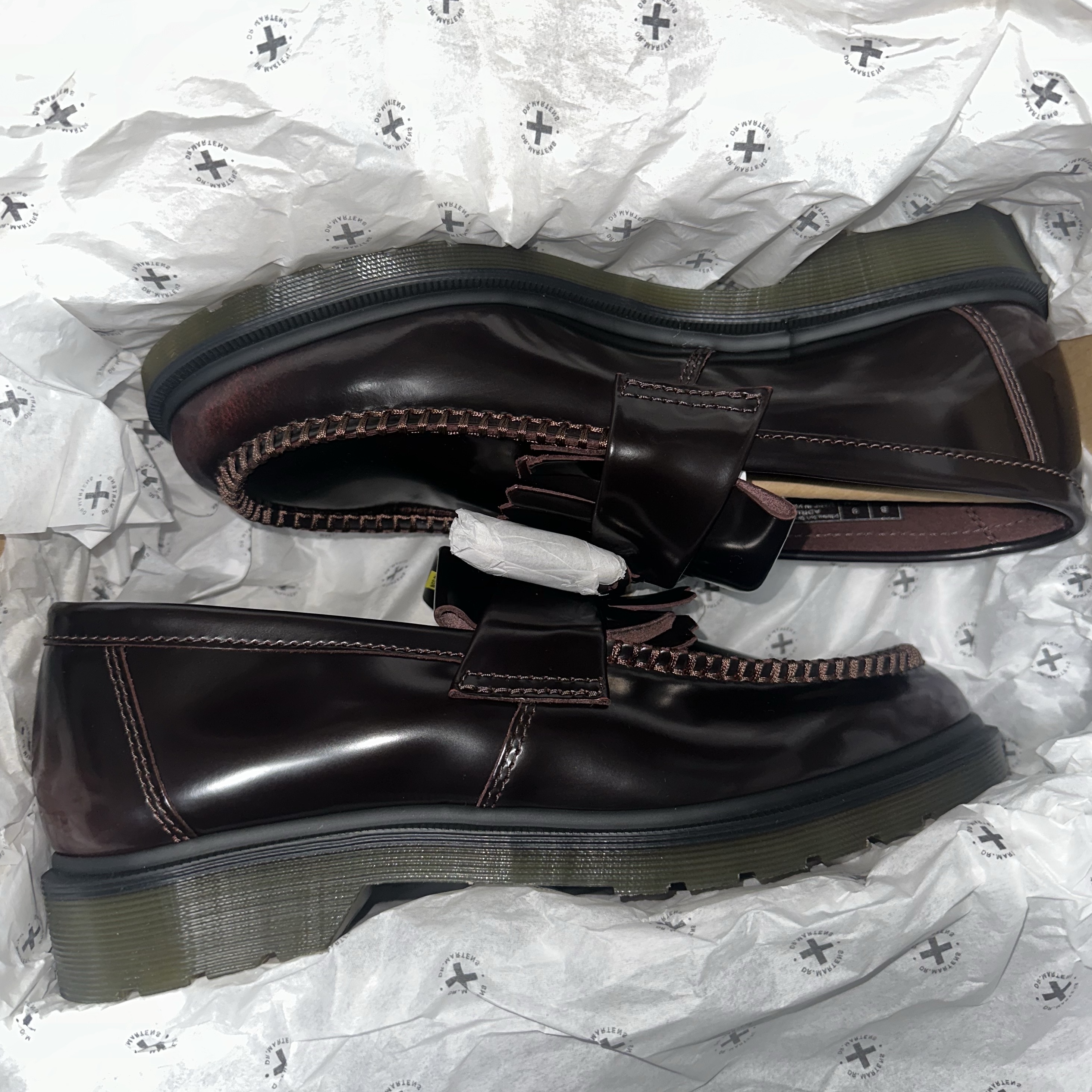 Dr. Martens Adrian Arcadia Leather Loafers Cherry Red 착용 스타일