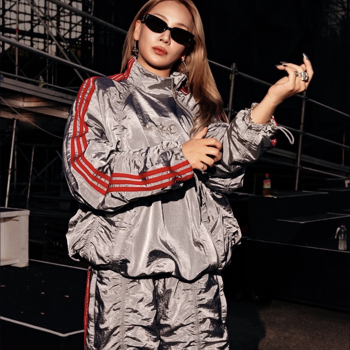 Adidas x Thug Club Woven Track Top Light Onix Silver Metallic - KR Sizing 착용 스타일