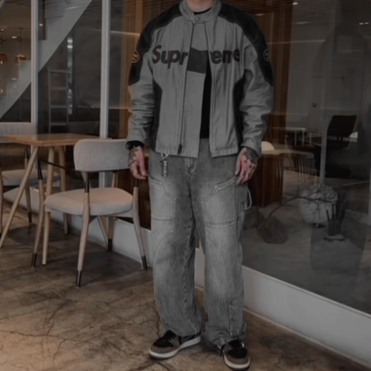 Supreme x Vanson Leathers Cordura Cotton Jacket Denim - 25SS, Jordan 1 x Travis Scott Retro Low OG SP Mocha 착용 스타일