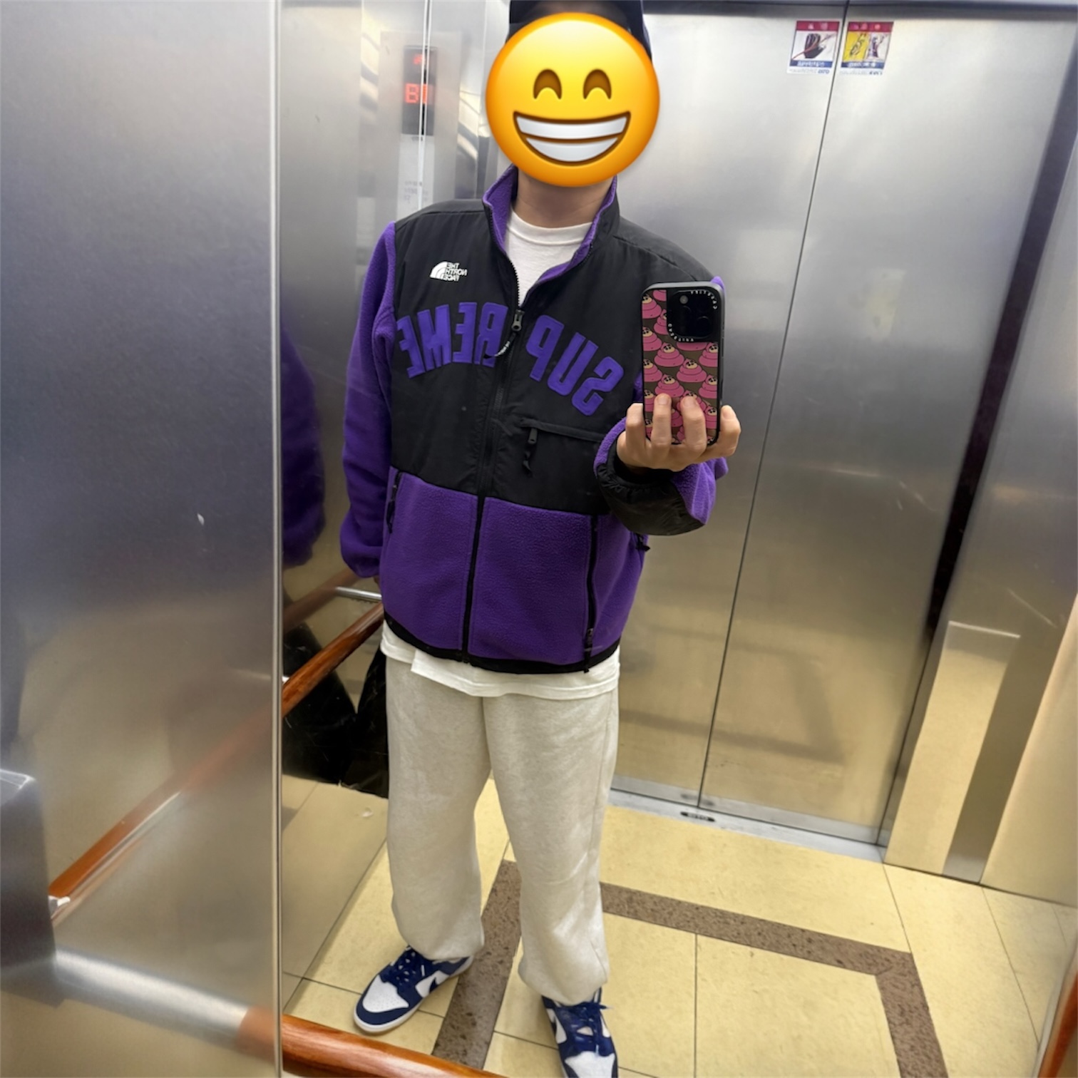 Nike SB Dunk Low Pro Premium Deep Royal Blue, Supreme x The North Face Arc Logo Denali Fleece Jacket Purple - 19SS 착용 스타일
