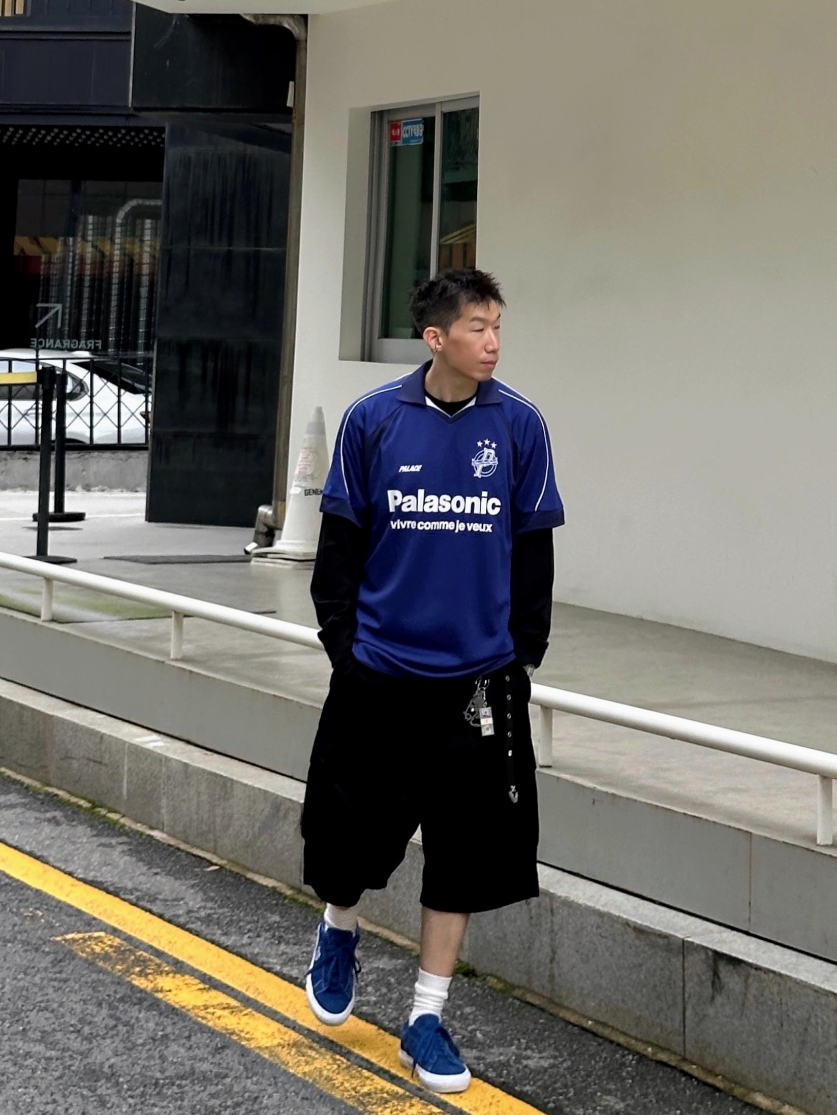 Palace Palais Pro Team Jersey Blue Berry - 25SS 착용 스타일
