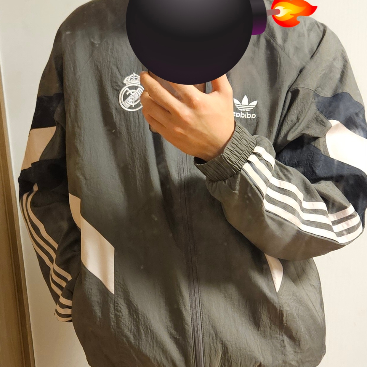 Adidas Real Madrid Originals Track Top Charcoal Grey - KR Sizing 착용 스타일