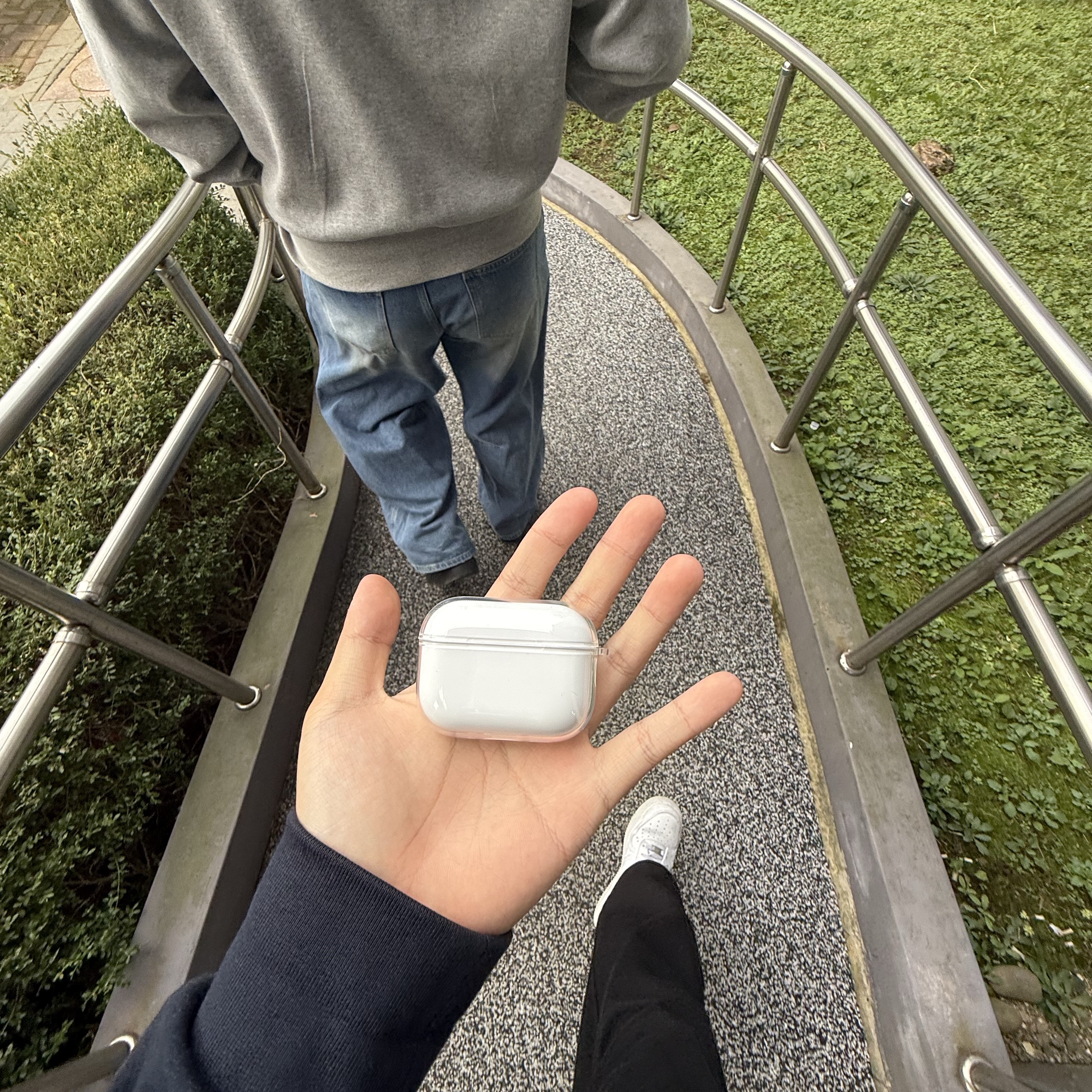 Apple AirPods Pro 3rd Gen (Korean Ver.), Stone Island 64120 Cotton Fleece Hooded Sweatshirt Navy Blue - 22FW 착용 스타일