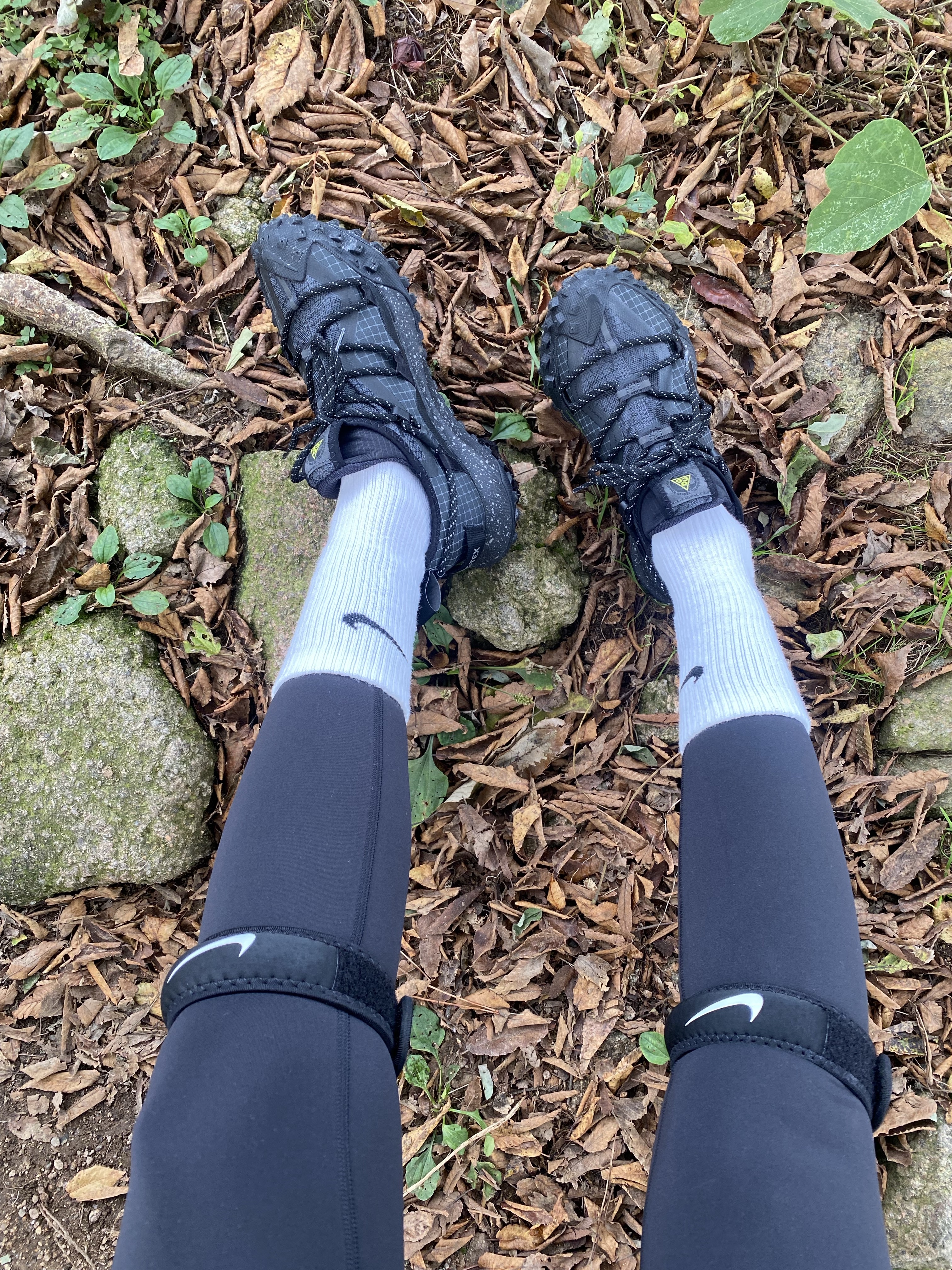 Nike ACG Mountain Fly Low Gore-Tex SE Dark Smoke Grey, Nike Everyday Cushioned Training Crew Socks White (6 Pack/Korean Ver.) 착용 스타일 - 2