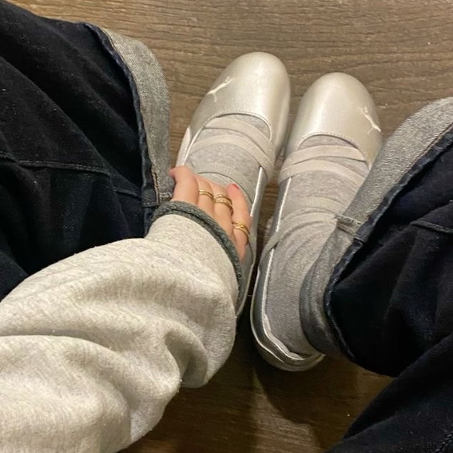(W) Puma Speedcat Ballet Metallic Puma Silver Puma White 착용 스타일