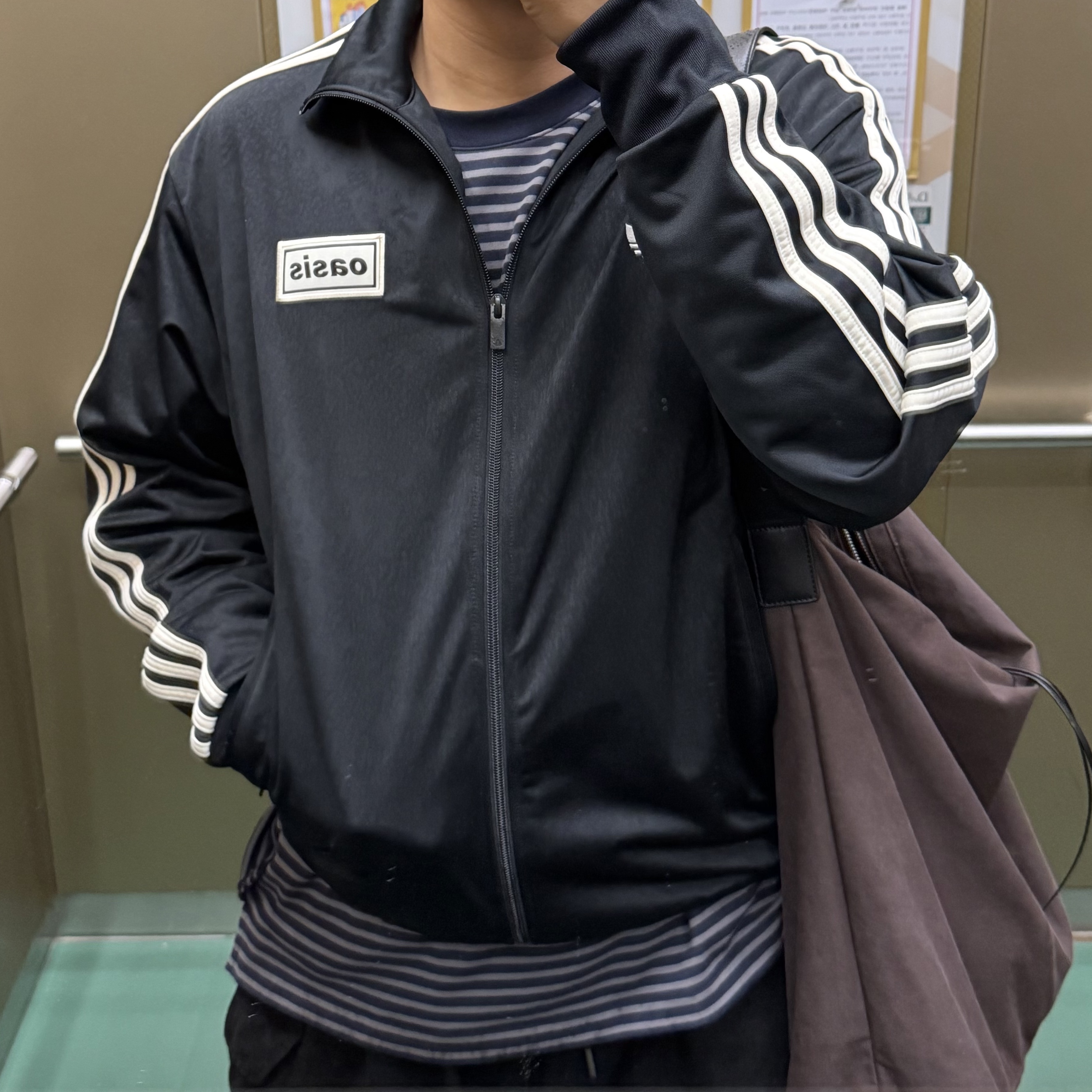 Adidas x Oasis Tour Firebird Track Top Black - US Sizing 착용 스타일