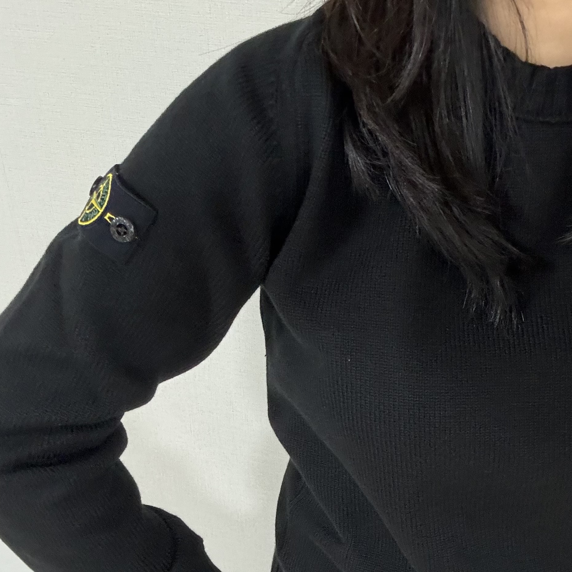 (Kids) Stone Island 515A2 Crewneck Knit Black - 22FW 착용 스타일