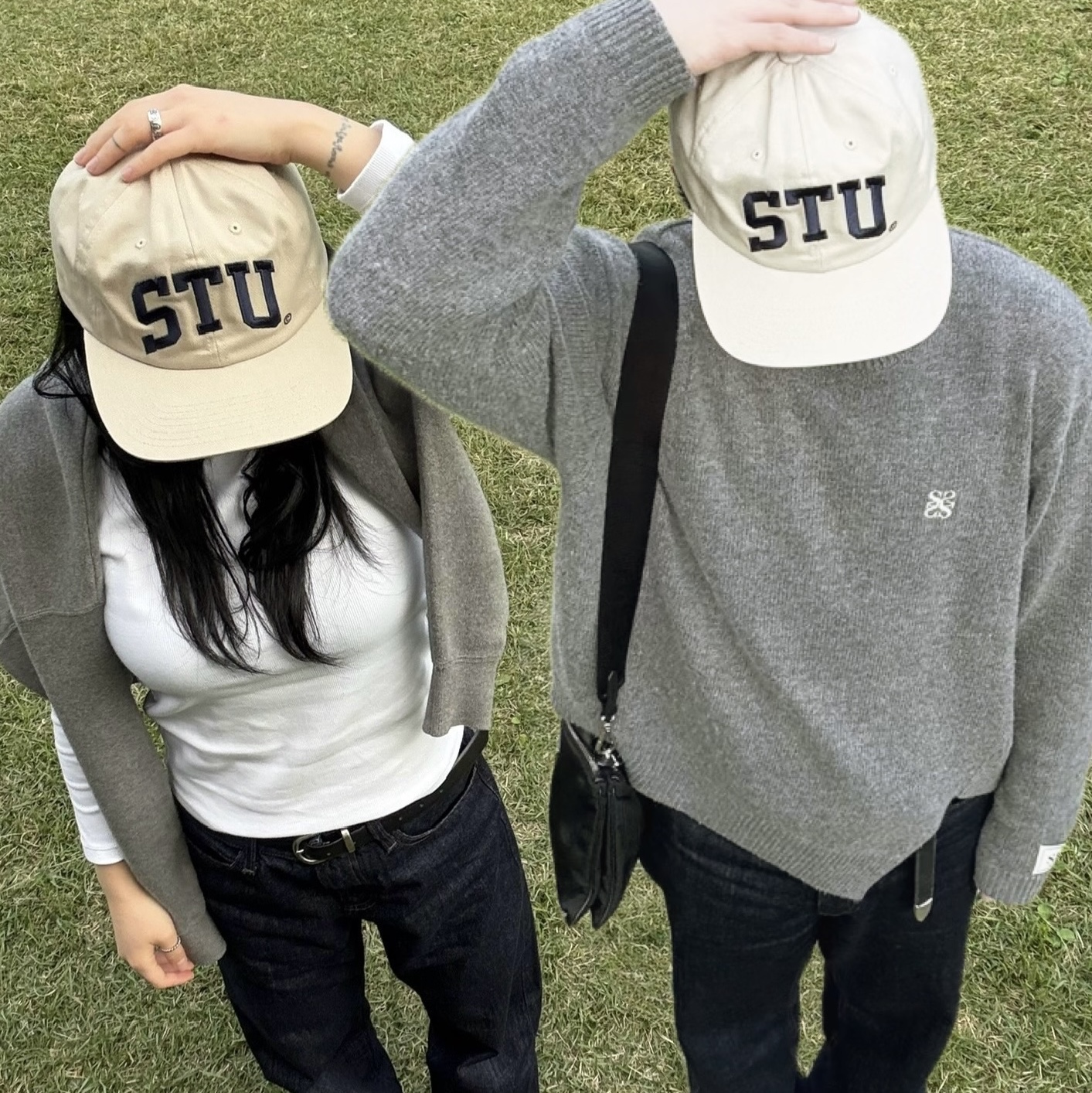 Stussy Stu Arch Strapback Cap Khaki 착용 스타일