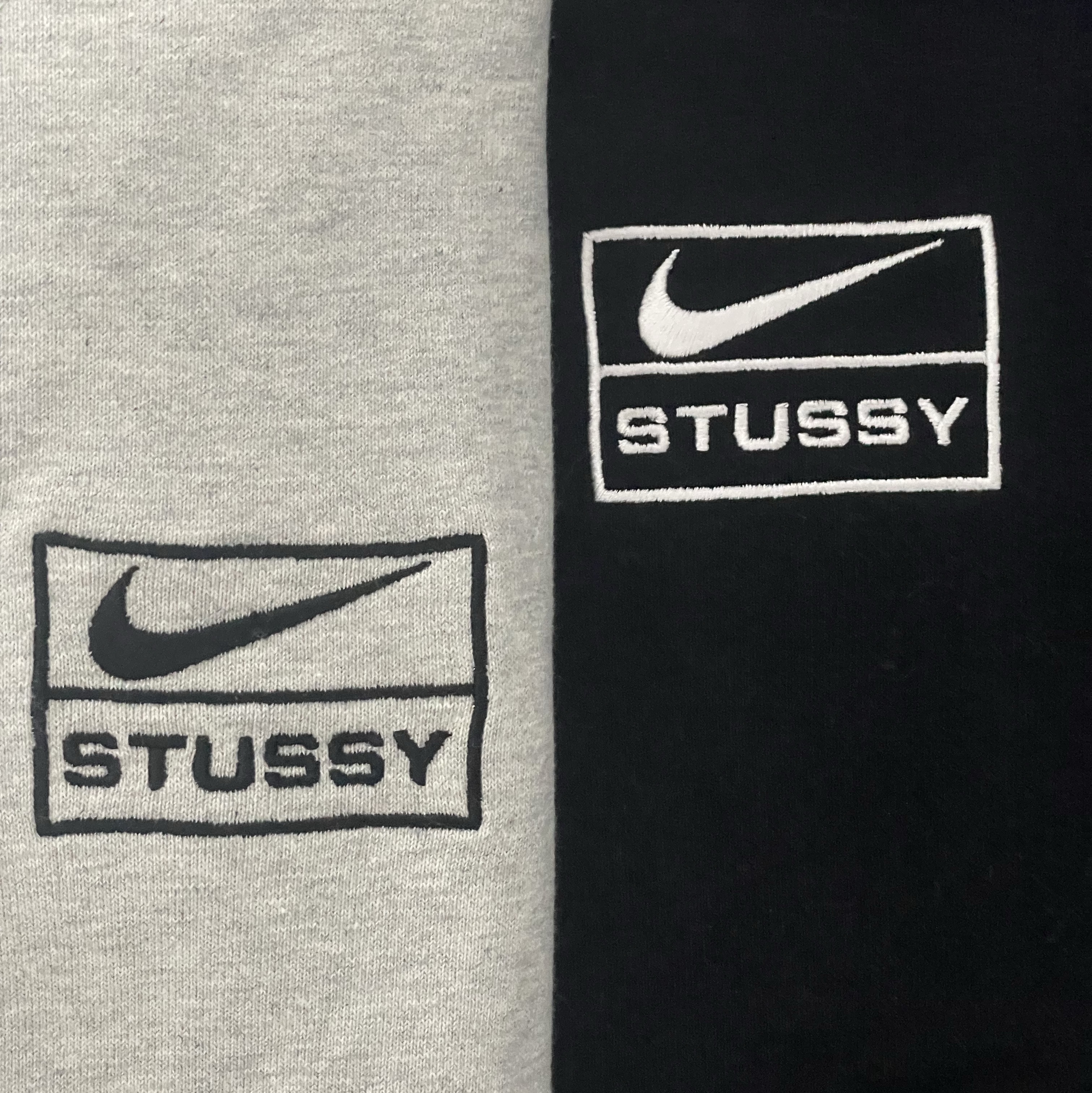 Nike x Stussy Full Zip Fleece Hoodie Grey Heather (FJ9181-050), Nike x Stussy Full Zip Washed Fleece Hoodie Black (FJ9175-010) 착용 스타일