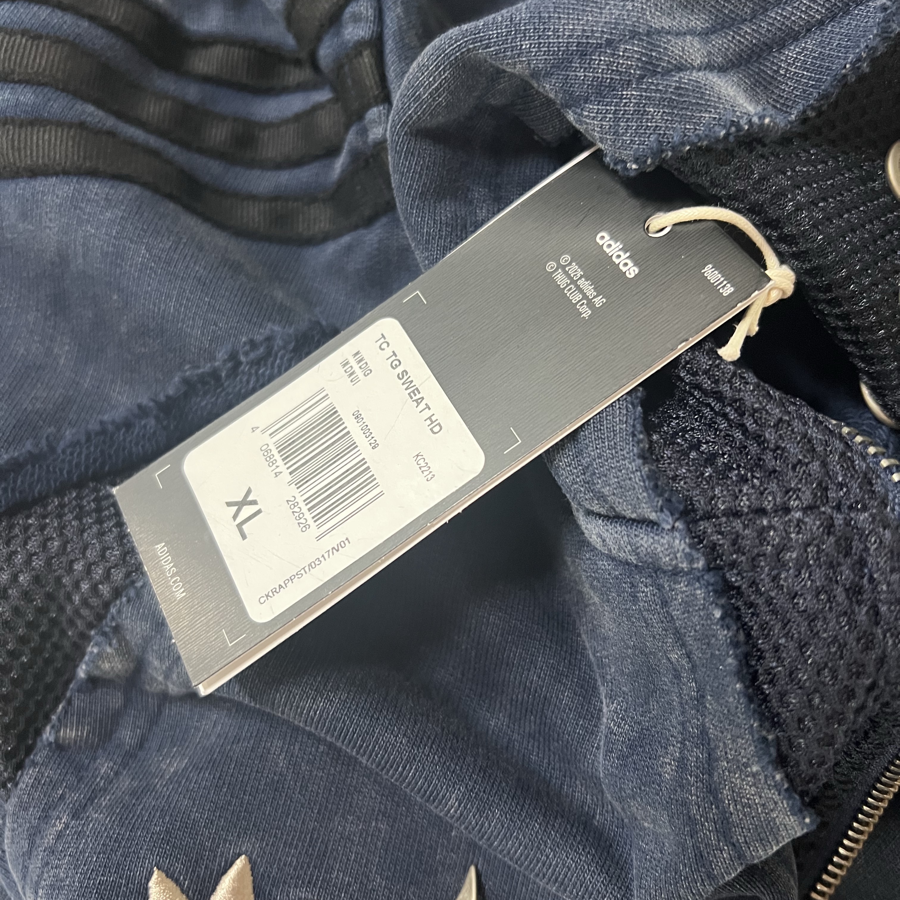 Adidas x Thug Club Teamgeist Sweat Hooded Zip Up Black - KR Sizing, Adidas x Thug Club Teamgeist Sweat Hooded Zip Up Night Indigo - KR Sizing 착용 스타일 - 2
