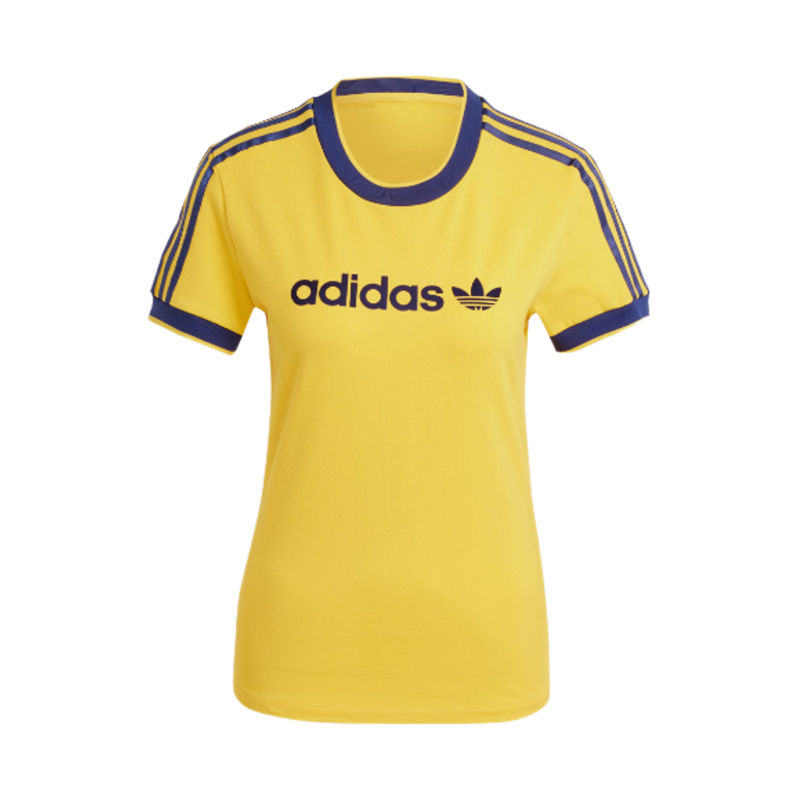 (W) 아디다스 그래픽 배지 슬림 3S 티셔츠 크루 옐로우 - KR 사이즈((W) Adidas Graphic Badge Slim 3S T-Shirt Crew Yellow - KR Sizing) - 1