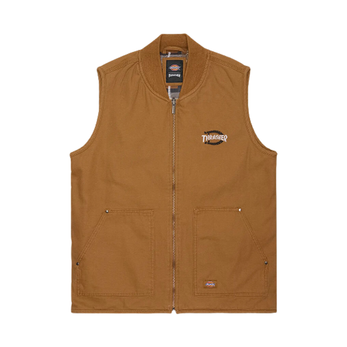 디키즈 x 트레셔 리버시블 베스트 브라운 덕스(Dickies x Thrasher Reversible Vest Brown Duck)