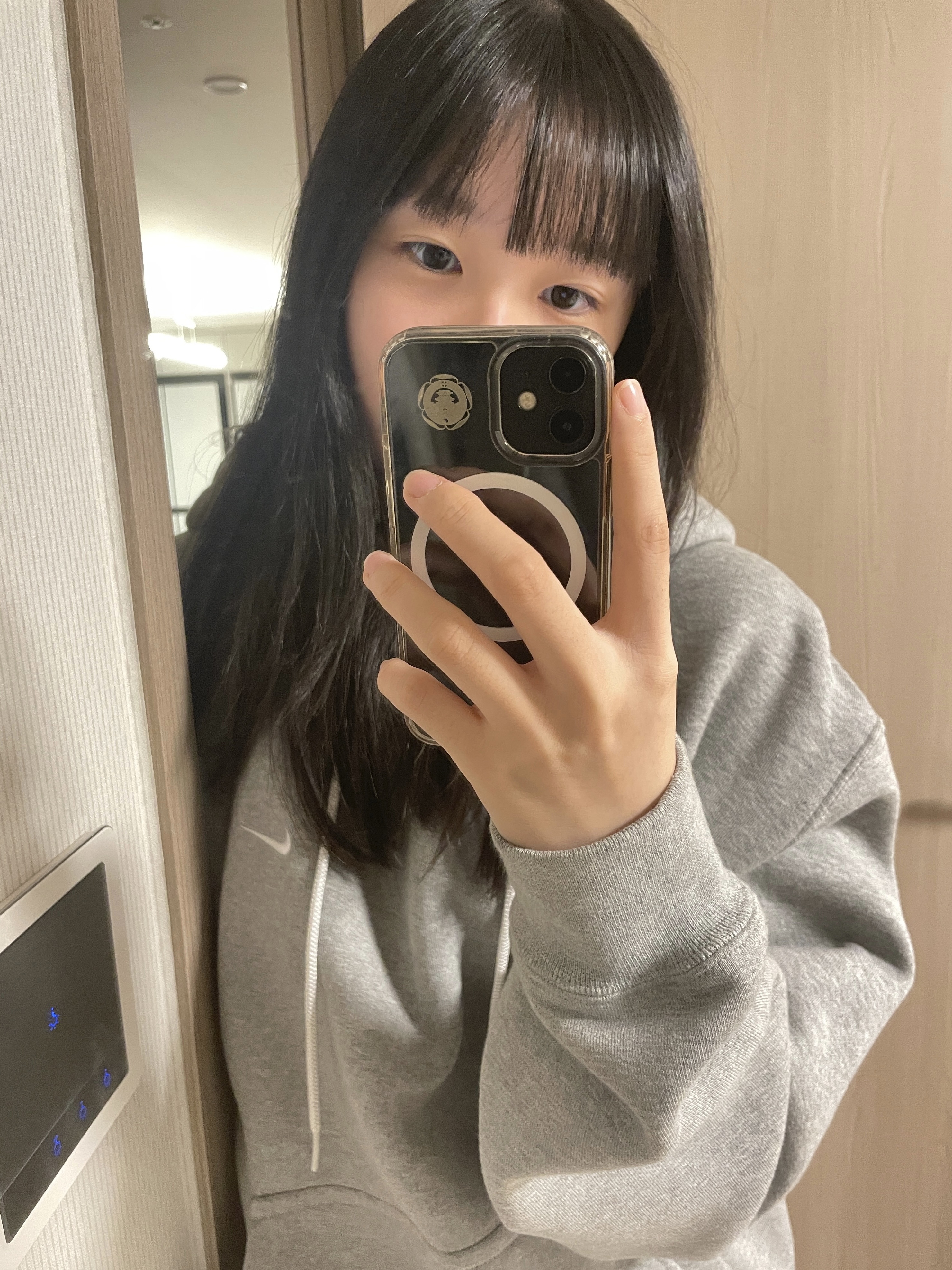 Nike Solo Swoosh Fleece Pullover Hoodie Grey - Asia 착용 스타일
