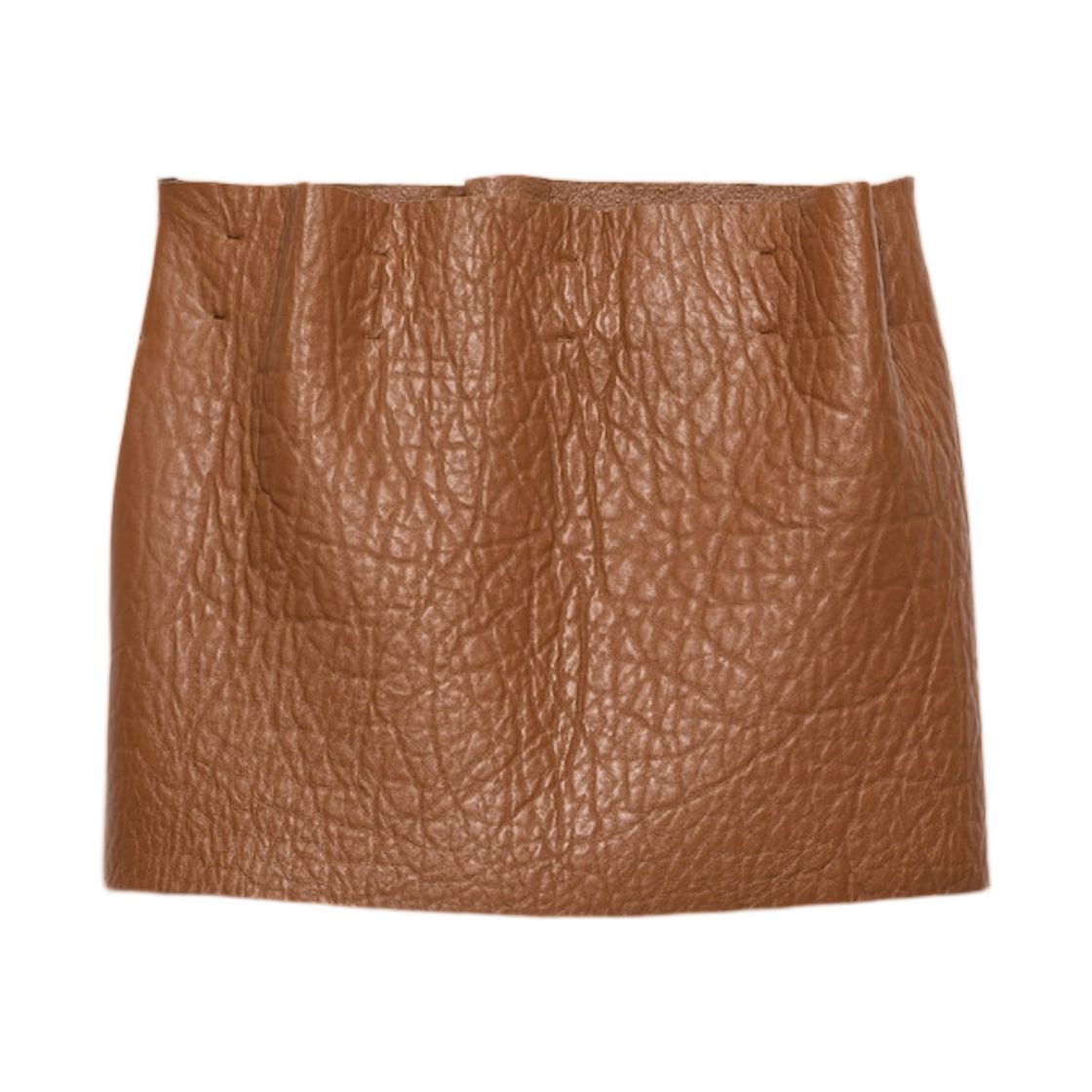 51927-18A7-F0046 (W) Prada Nappa Leather Mini Skirt Cognac