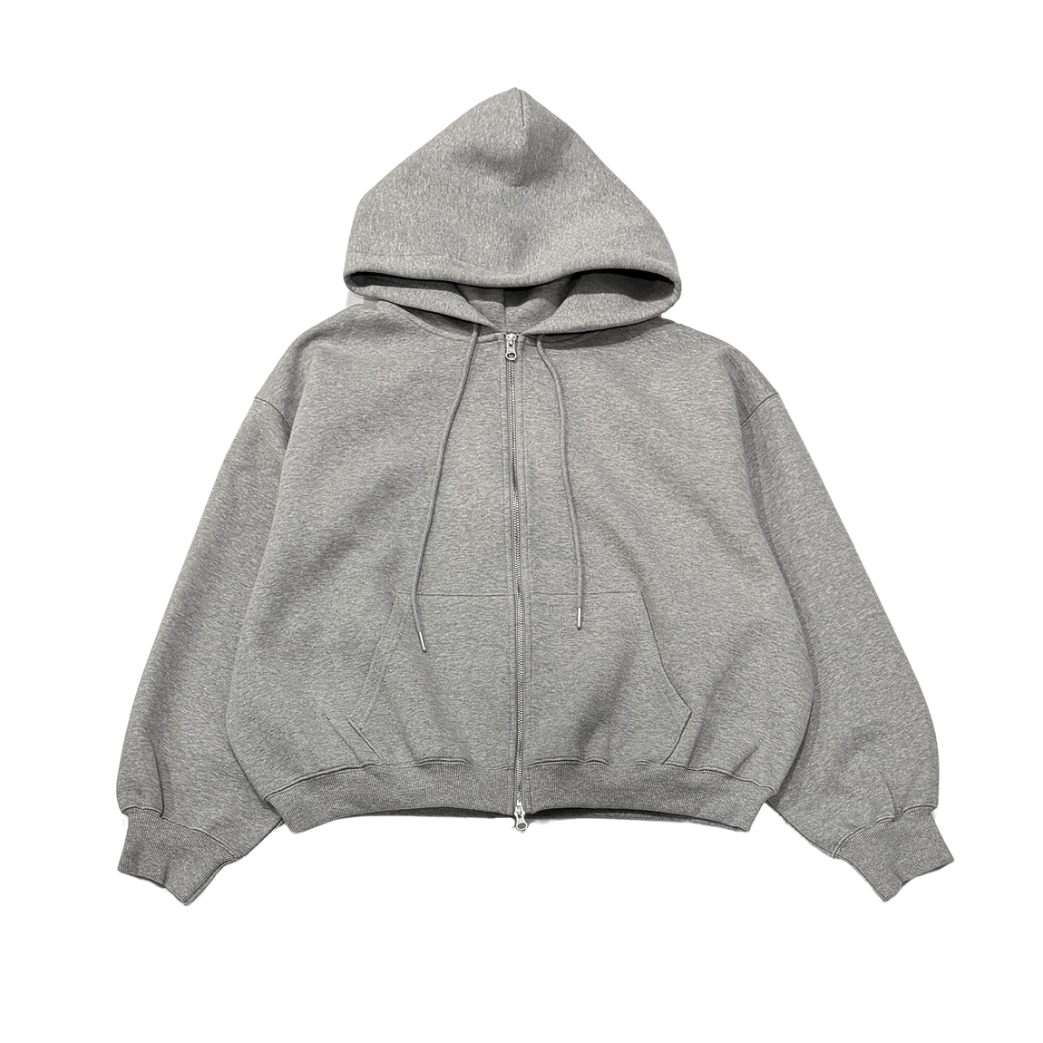 UMCM148MG Undermycar MU.148 Combi Bonded Crop Sweat Hood Zip-Up Melange Gray