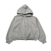 Undermycar MU.148 Combi Bonded Crop Sweat Hood Zip-Up Melange Gray