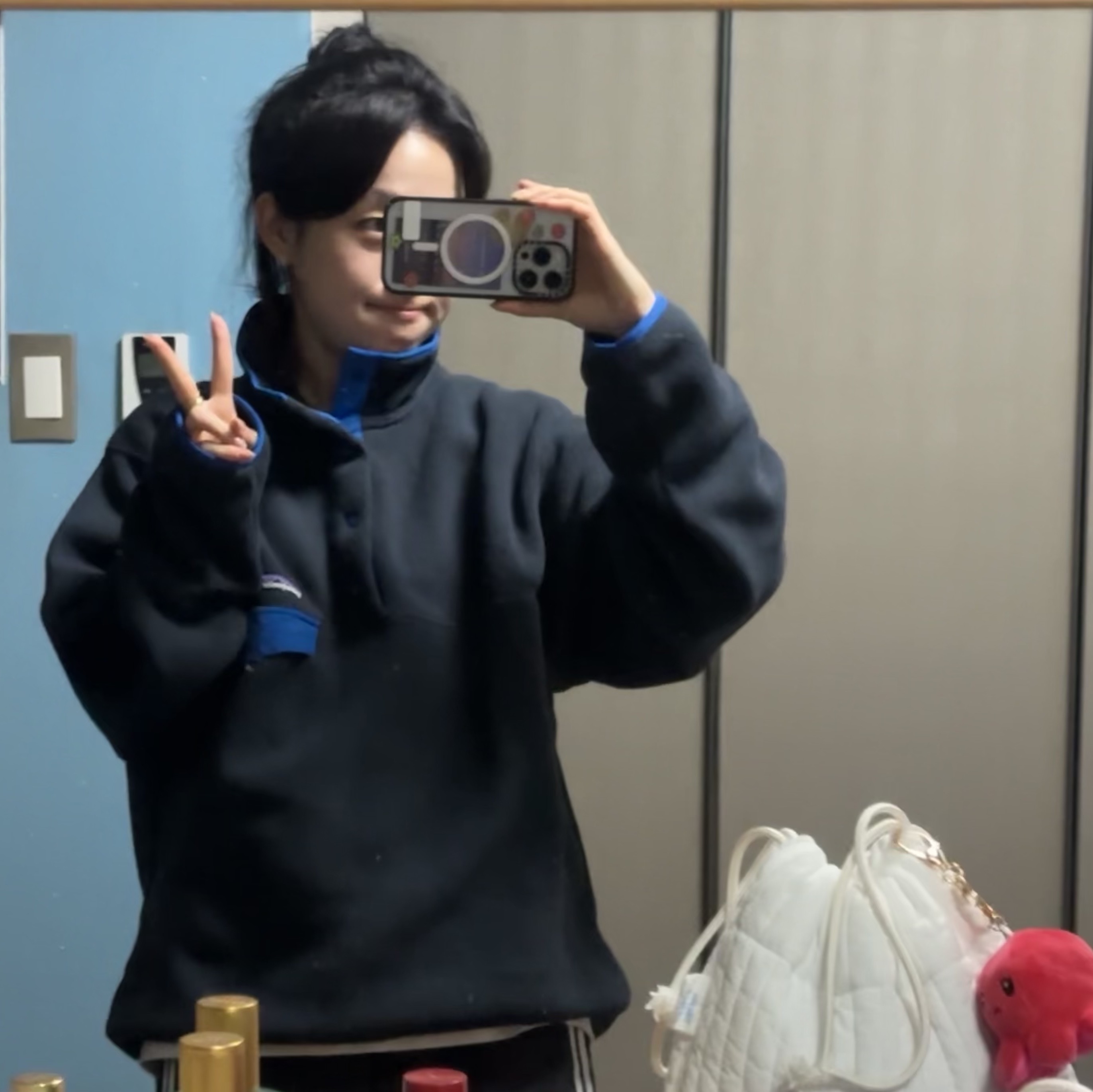 Patagonia Synchilla Snap-T Fleece Pullover Pitch Blue 착용 스타일