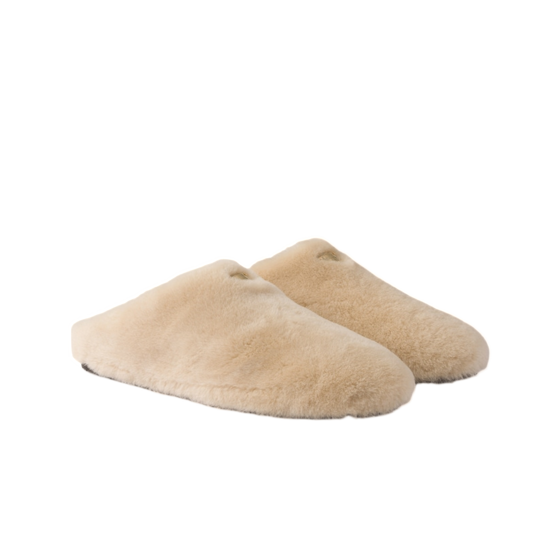 (W) 프라다 셔링 뮬 트래버틴 스톤((W) Prada Shearling Mules Travertine Stone) - 2
