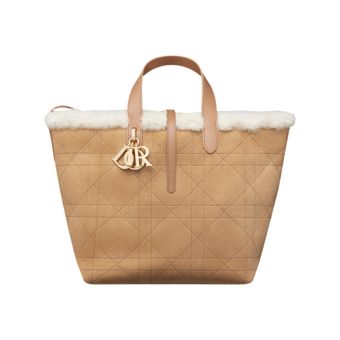 디올 디올알프스 디올 뚜주흐 미디움 버티컬 토트 매크로 까나쥬 스웨이드 카프스킨 앤 메리노 울 베이지 에크루(Dior Dioralps Dior Toujours Medium Vertical Tote Macro Cannage Suede Calfskin And Merino Wool Beige Ecru) - 1